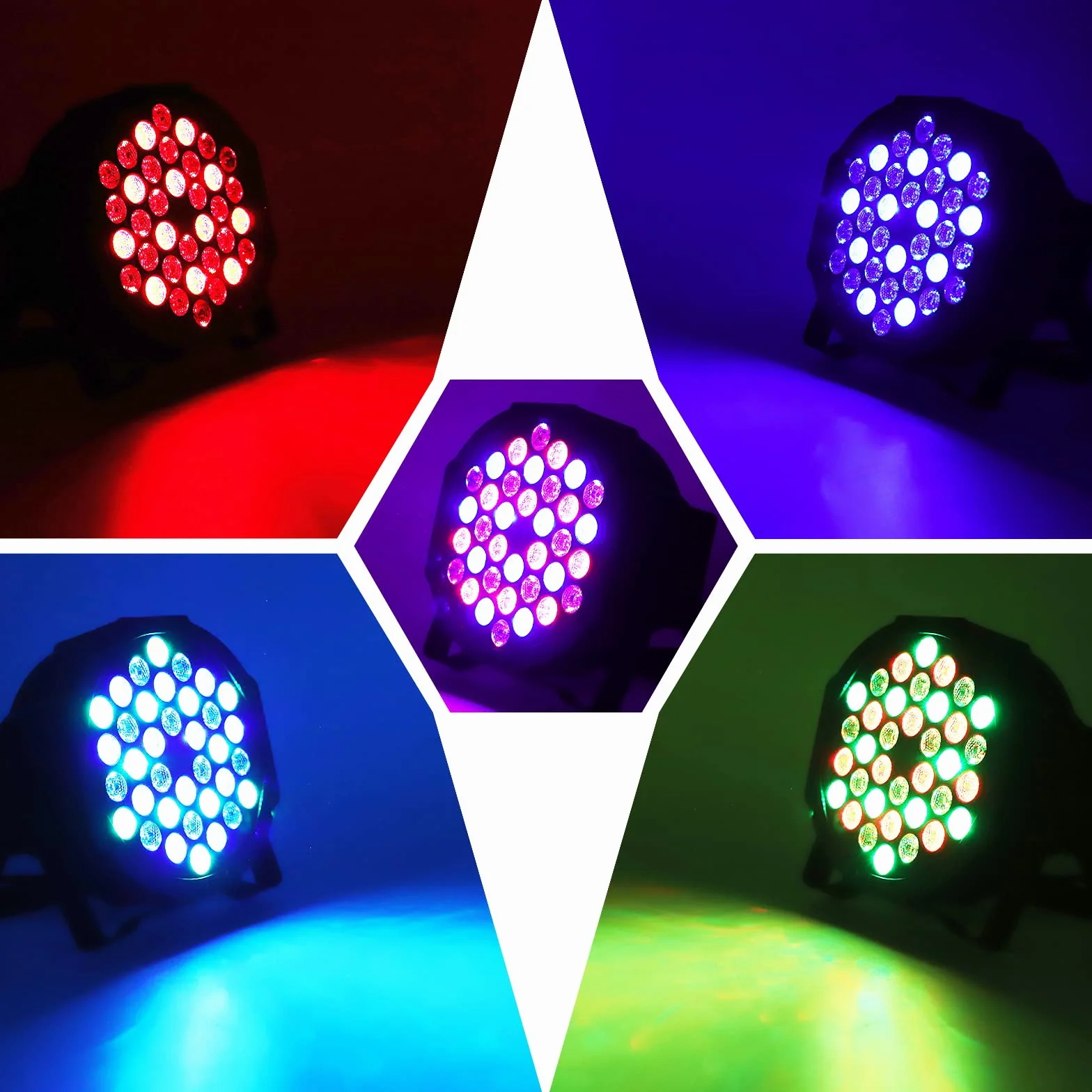 U`King Zestaw 4 reflektorów Par LED RGB, 36 diod, oświetlenie sceniczne z pilotem