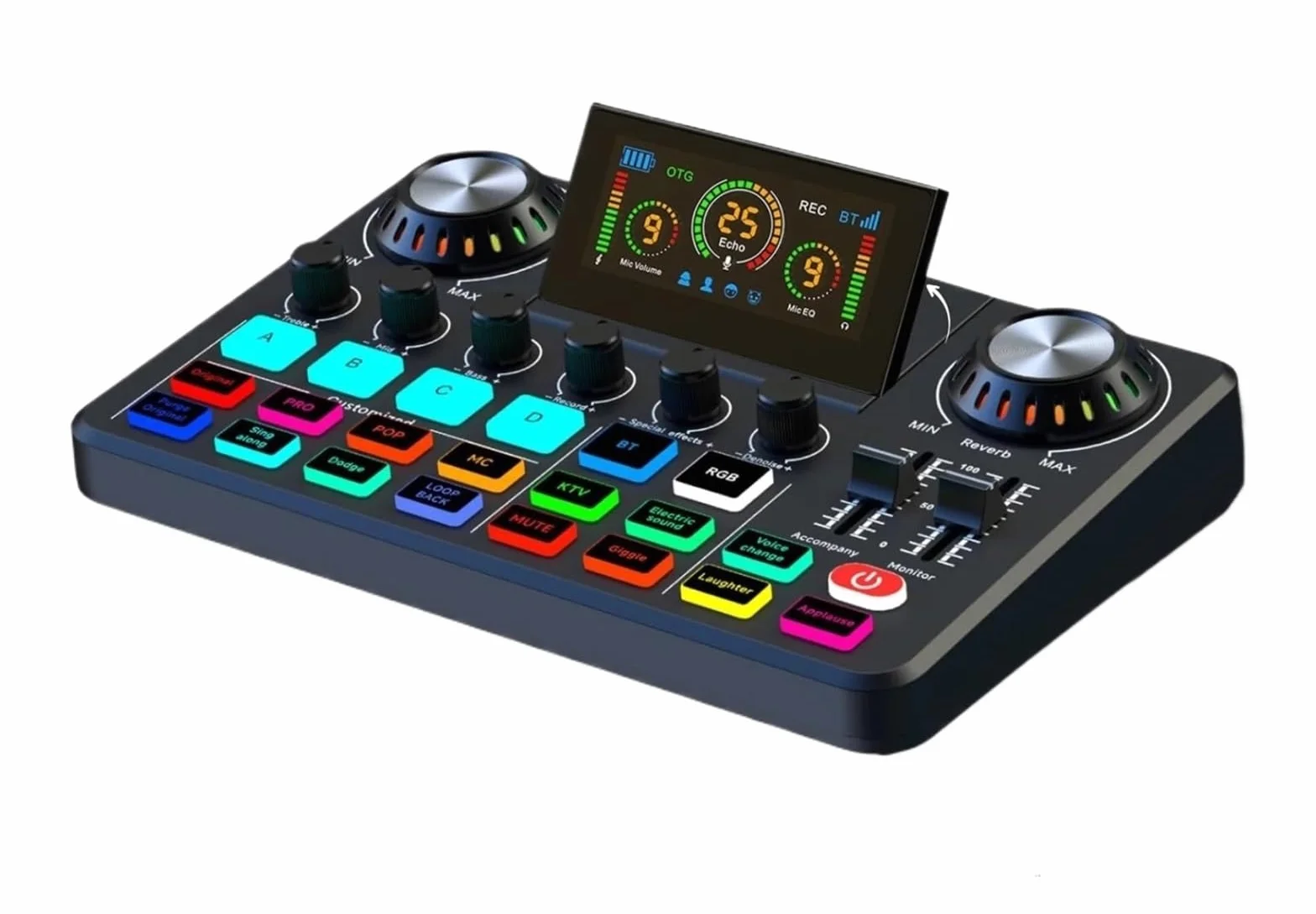 Miksery DJ-skie, Mikser, karta dźwiękowa na żywo z efektami miksera DJ-skiego i zmieniaczem głosu, konsola dźwiękowa z RGB, sprzęt do nagrywania muzyki