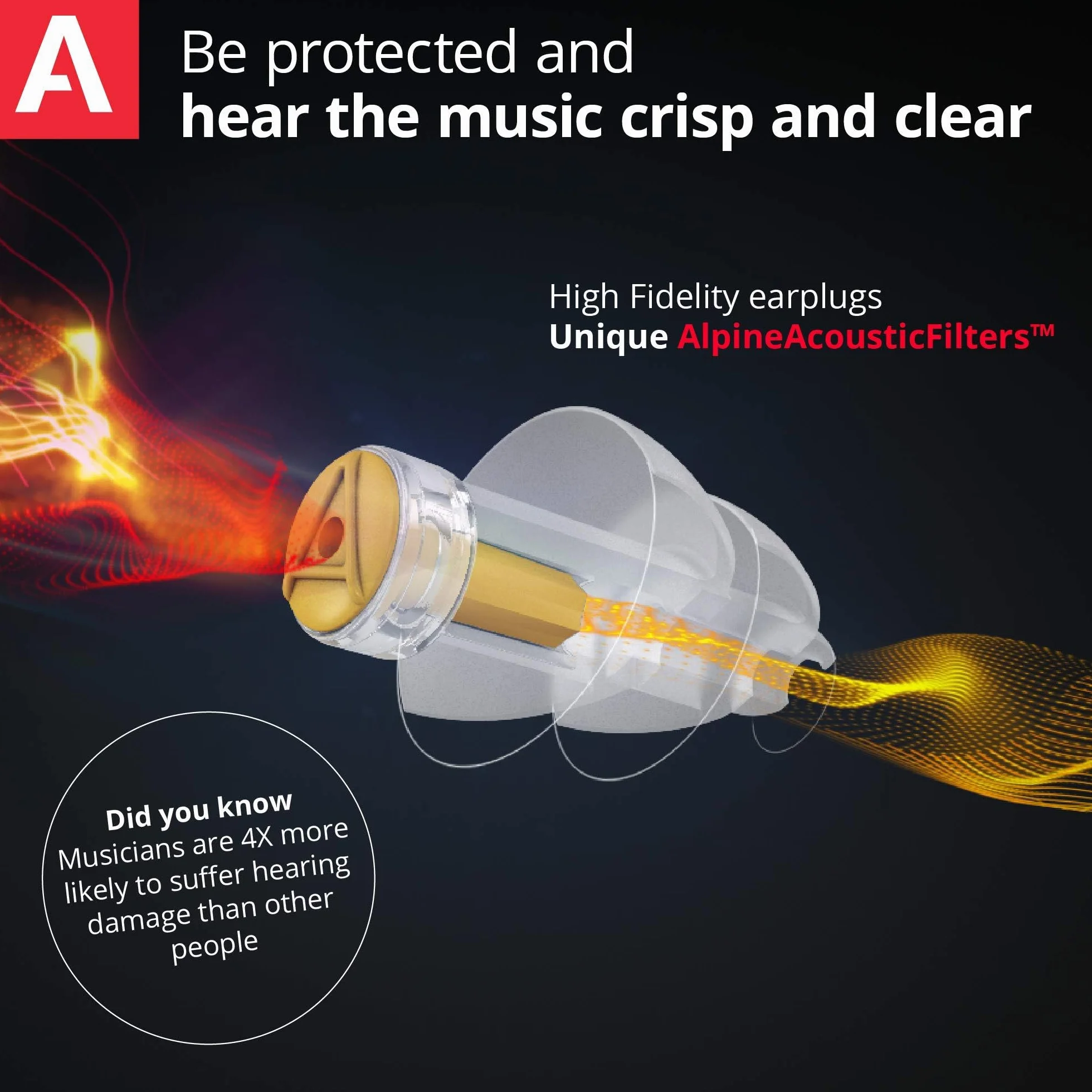 Alpine MusicSafe zatyczki do uszu ochrona słuchu dla muzyków - 2 różne zestawy filtrów i akcesoria, aby poprawić wrażenia z tworzenia muzyki - hipoalergiczne i wielokrotnego użytku zatyczki do uszu