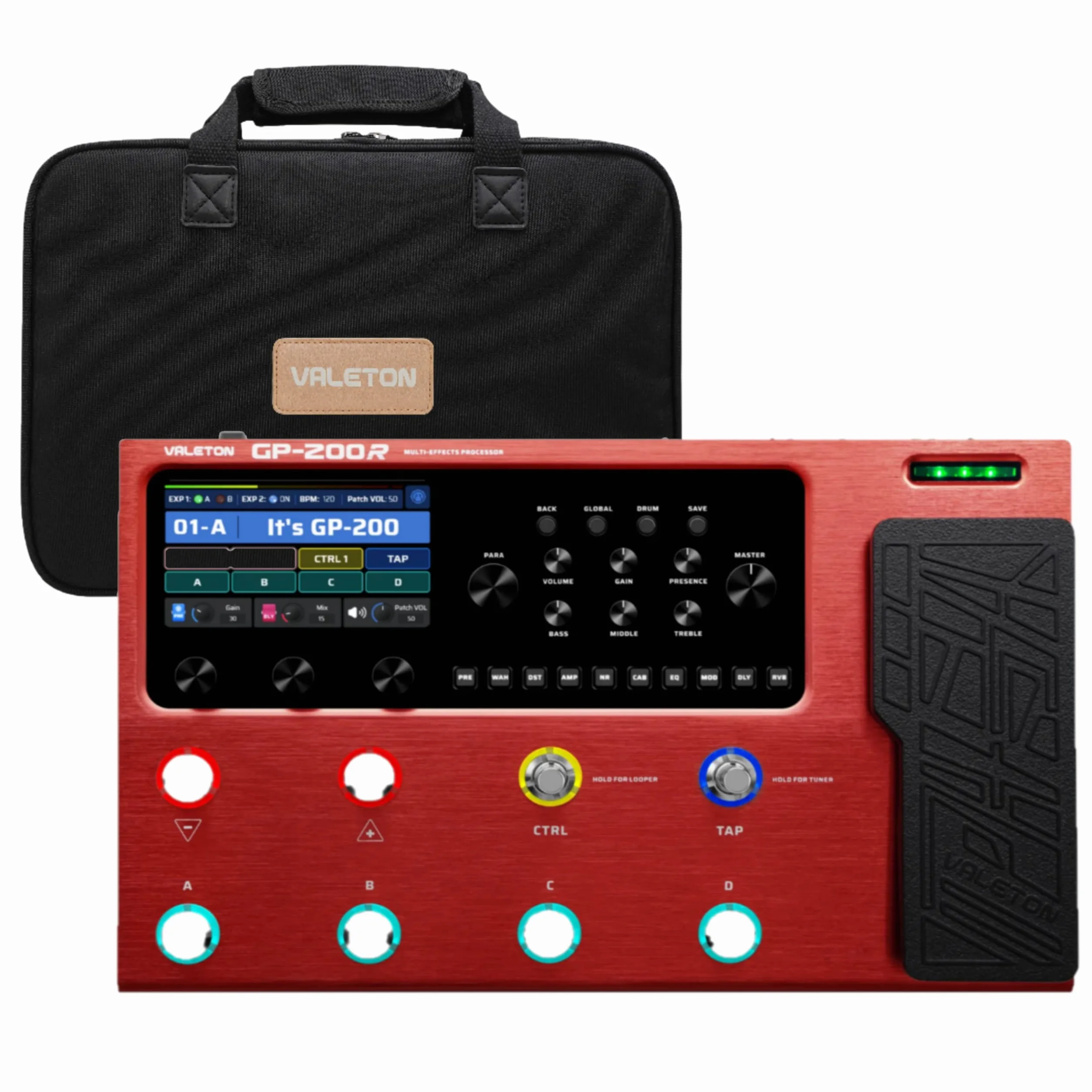 Valeton GP200R Multi Effects RED + Gig Bag Black Bundle