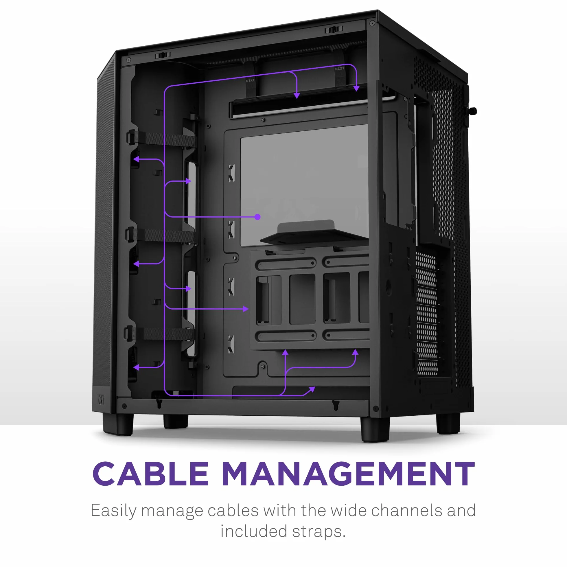 NZXT H6 Flow | CC-H61FB-01 | Compact Dual-Chamber Mid-Tower Airflow Case | Panoramic Glass Panels | High-Performance Airflow Panels | Includes 3 x 120mm Fans | Cable Management | Black