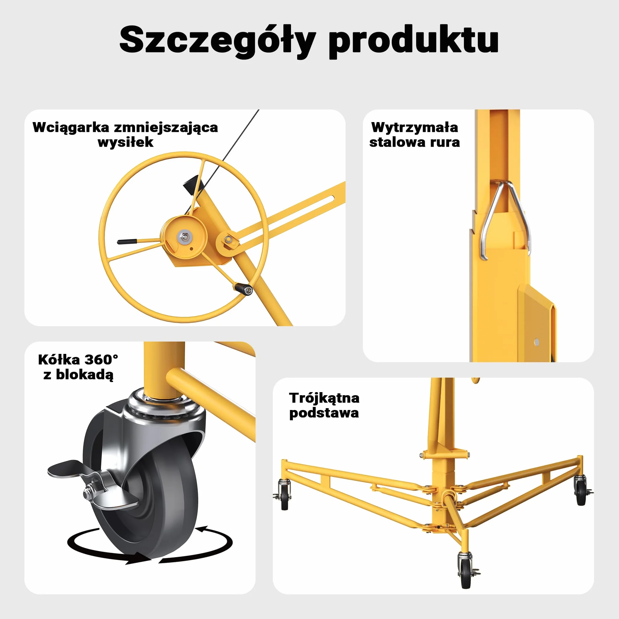 XPOtool Podnośnik do płyt kartonowo gipsowych do 68kg regulowana wysokość 188-487cm pomoc montażowa