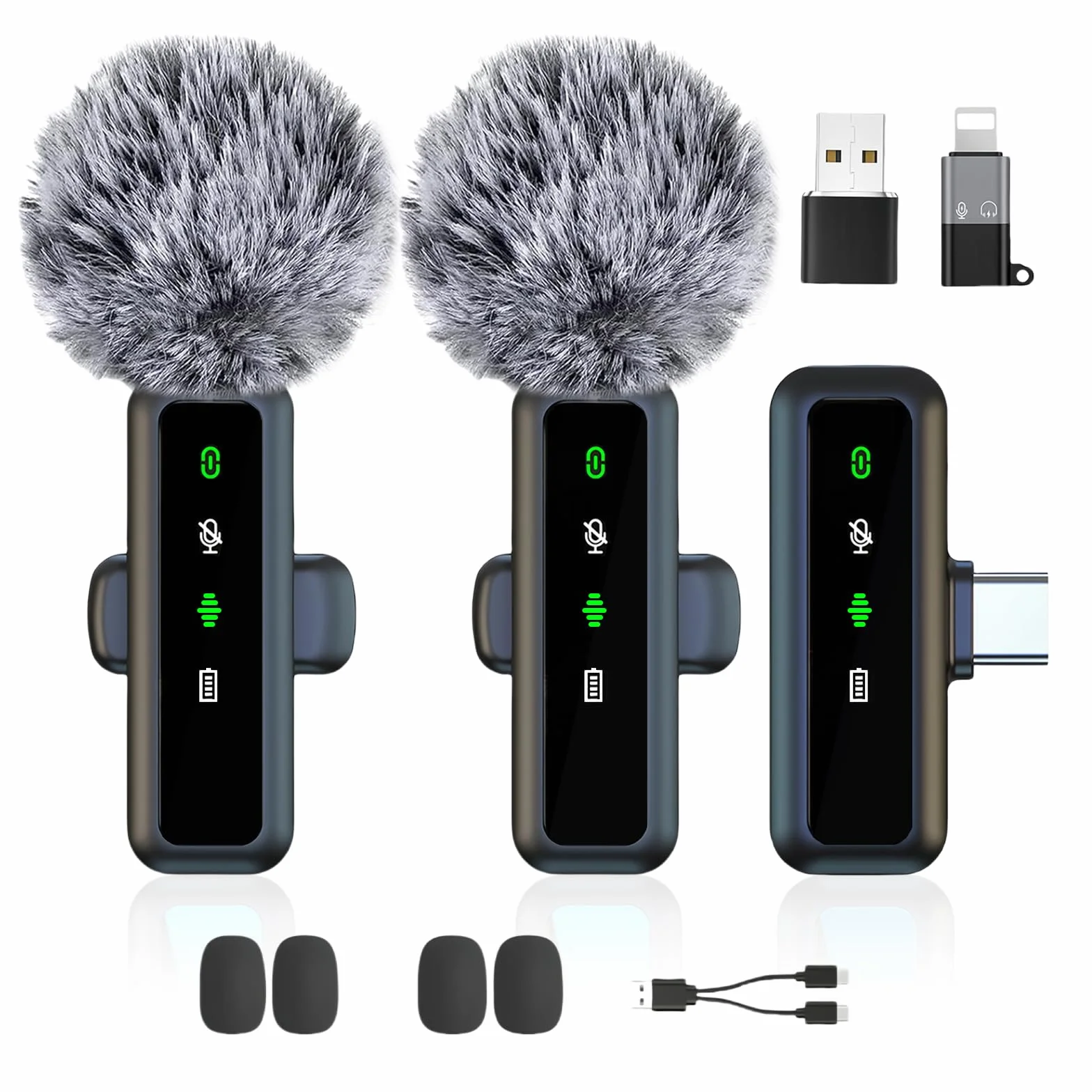 flintronic Bezprzewodowy mikrofon krawatowy iPhone Android iPad, mini mikrofon klapowy z redukcją szumów, mikrofon z klipsem, mini mikrofon, iPhone z USB-C do nagrywania wideo, vloga, TikTok, YouTube