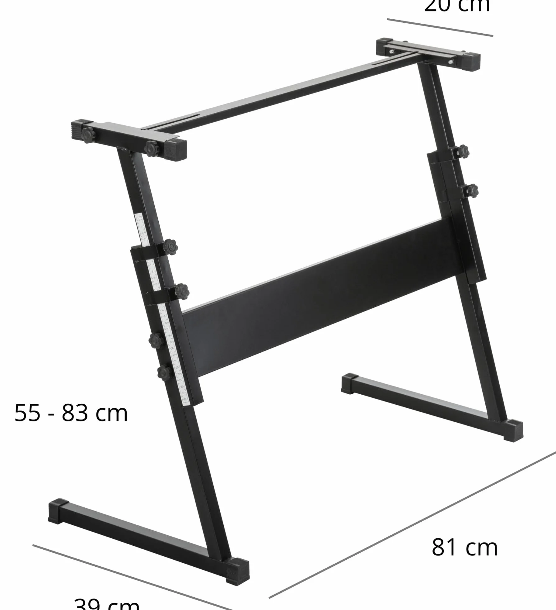 McGrey Stojak na klawiaturę Z z ergonomicznymi śrubami, wbudowana drabina do precyzyjnego pozycjonowania, regulowana wysokość 55-83 cm i gumowane nóżki zapobiegające zarysowaniom na podłodze