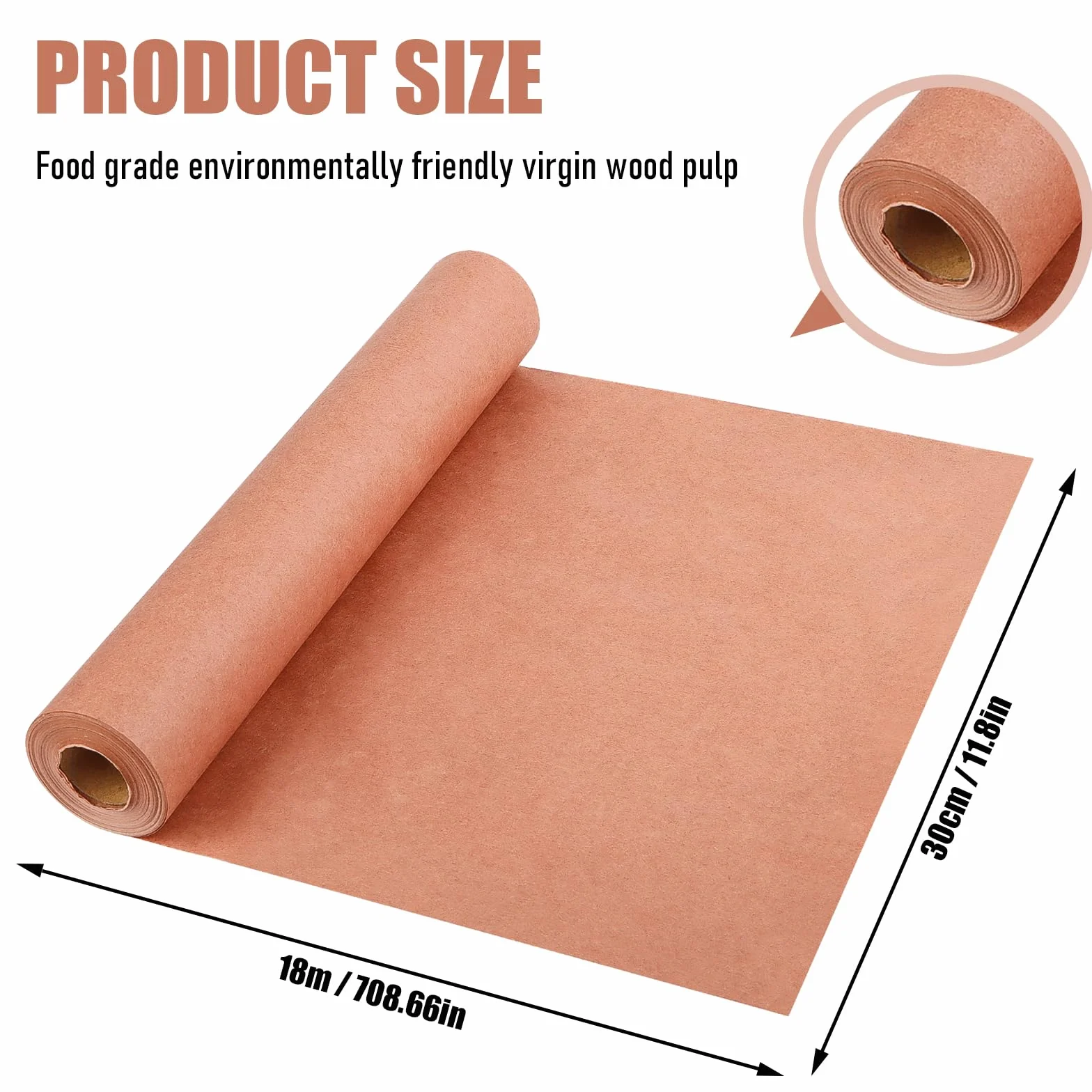 Różowy papier rzeźniczy w rolce Butcher Paper BBQ 30 cm x 18 m papier do grillowania, papier typu kraft, rolka do grilla, BBQ, wędzarni, ryb, mięsa