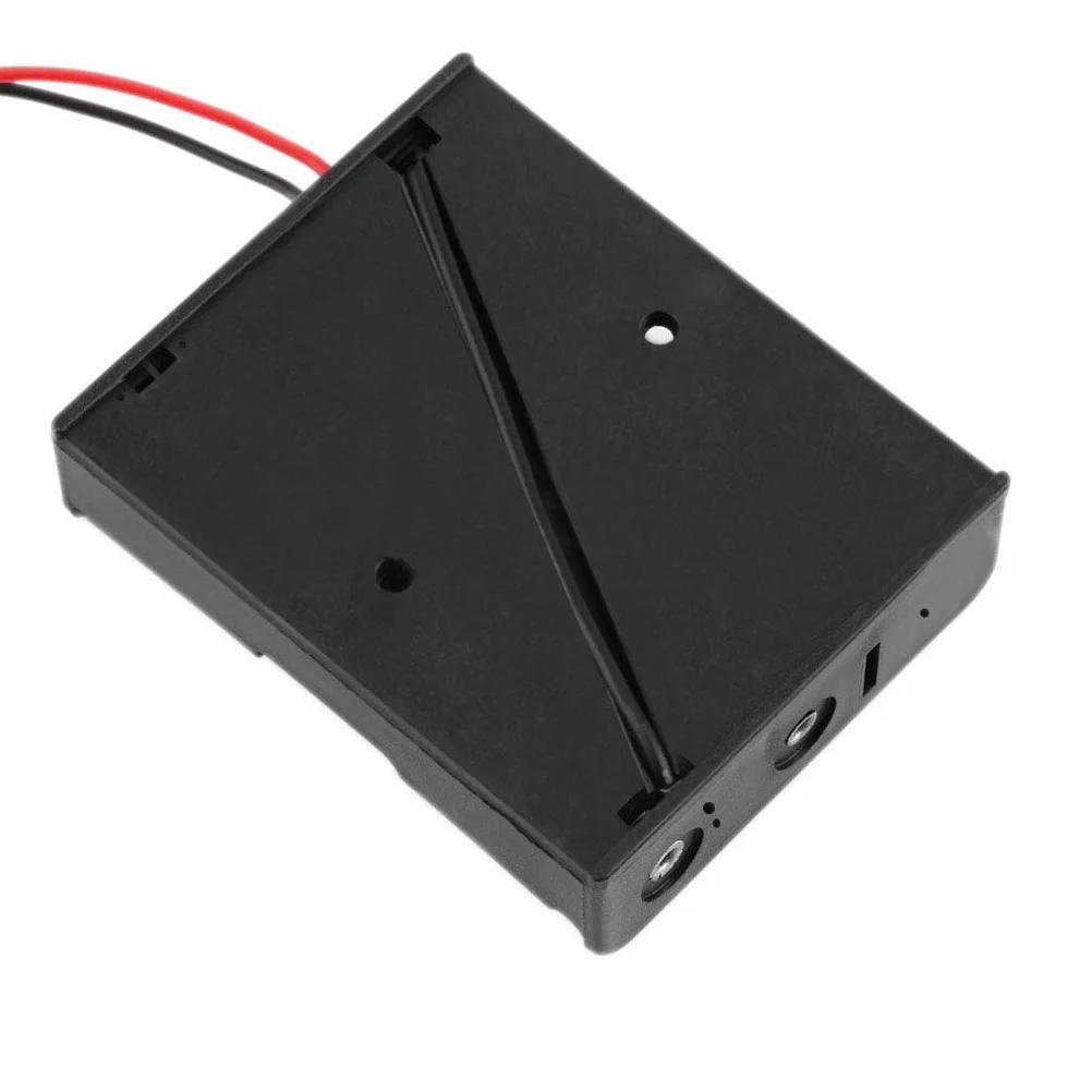 4-częściowy czarny plastik 3 x 1,5 V (4,5 V) uchwyt baterii AA pudełko do przechowywania baterii pudełko z przewodem