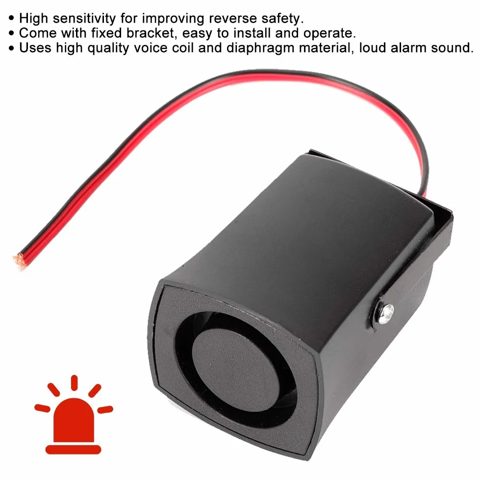 Summer Reverse, Universal 12V 115db Autoumkehralarm Back Up Horn Beeper Buzzer Black
