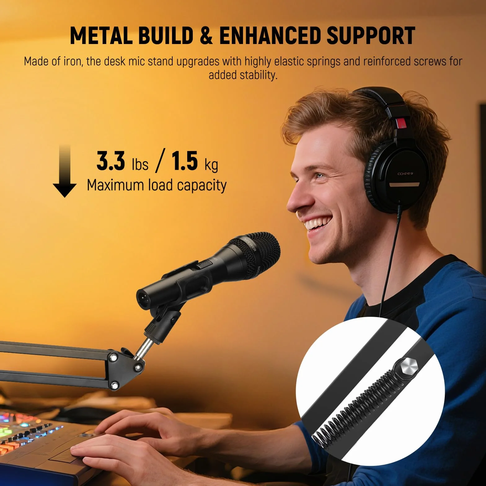 NEEWER Stojak na ramię mikrofonowe, wysięgnik nożycowy, uchwyt na biurko z klipsem i adapter 3/8 cala na 5/20.3 cm, kompatybilny z Blue Yeti Snowball HyperX QuadCast SoloCast Shure