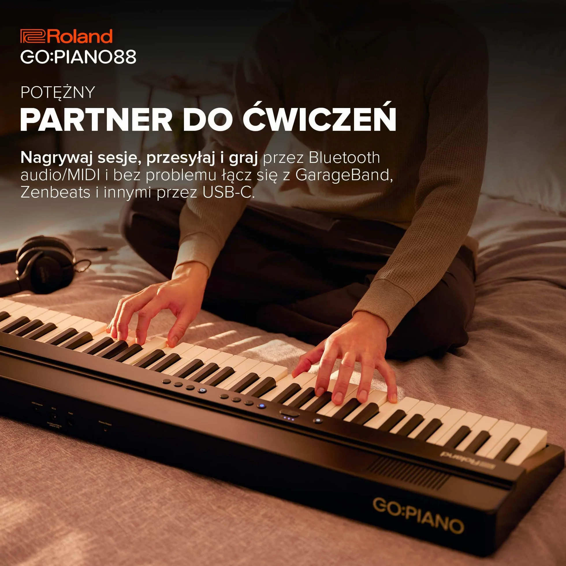 Roland GO:PIANO88 | Przenośne Pianino Cyfrowe 88-Klawiszowe dla Początkujących | Najwyższa Wydajność | Lekka Konstrukcja | Zaawansowane Funkcje Edukacyjne | Zasilanie Bateryjne