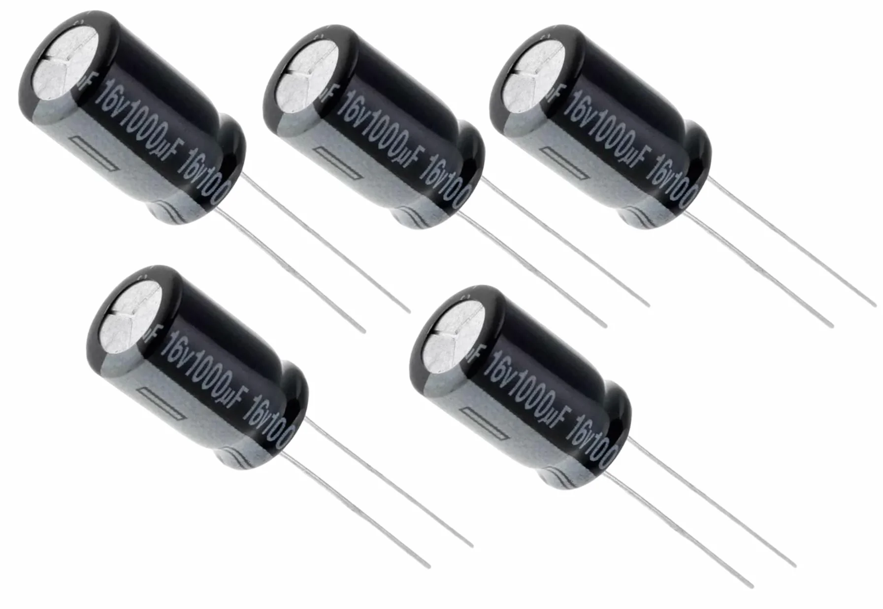 Kondensatory elektrolityczne THT 1000 µF, 16 V, 10x16 mm, zestaw 5 szt