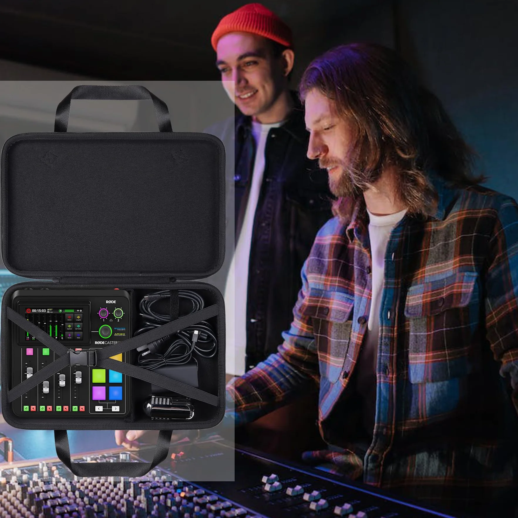 Khanka Twardy futerał do przenoszenia kompatybilny z RØDECaster Pro II, Czarny