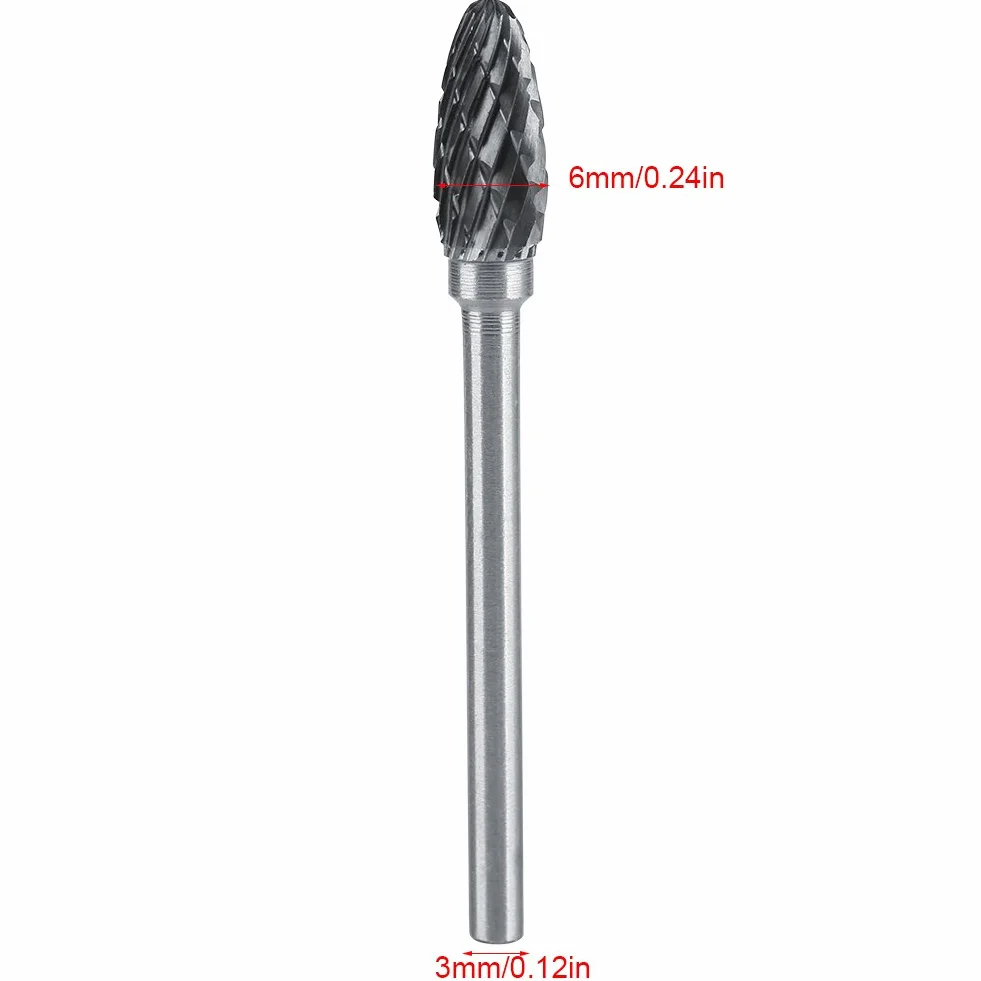 10pcs Obrotowy Wiertła Frezy Ze Stali Wolframu Węglika 6 Mm Średnica Głowy Do Diy Stolarki Rzeźba Grawerowanie Wiercenia (Double Cut)