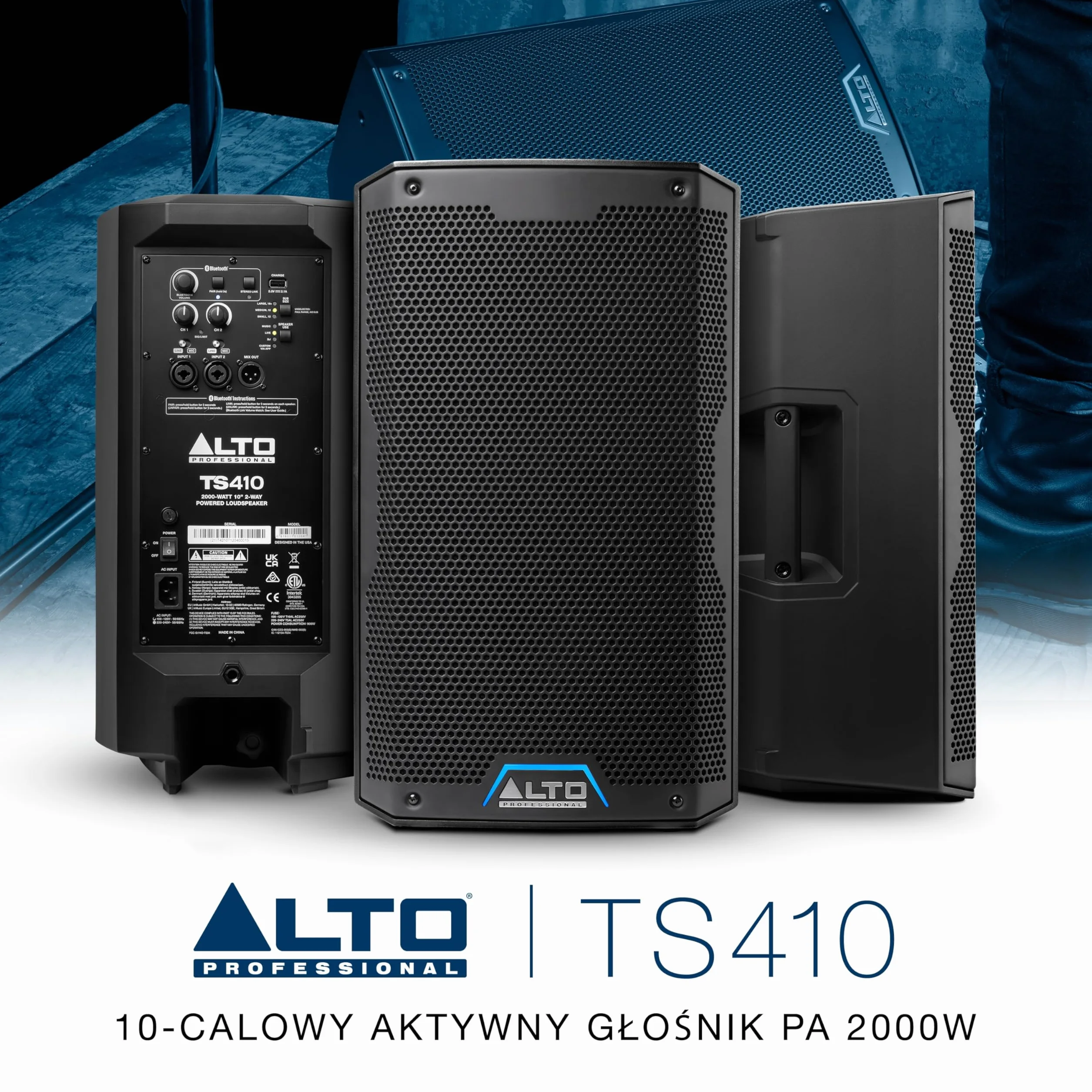 ALTO TS410 Aktywny Głośnik PA 2000W 10" z 3-Kanałowym Mikserem, Bluetooth, Bezprzewodowym Podłączaniem Głośników, DSP i Aplikacją