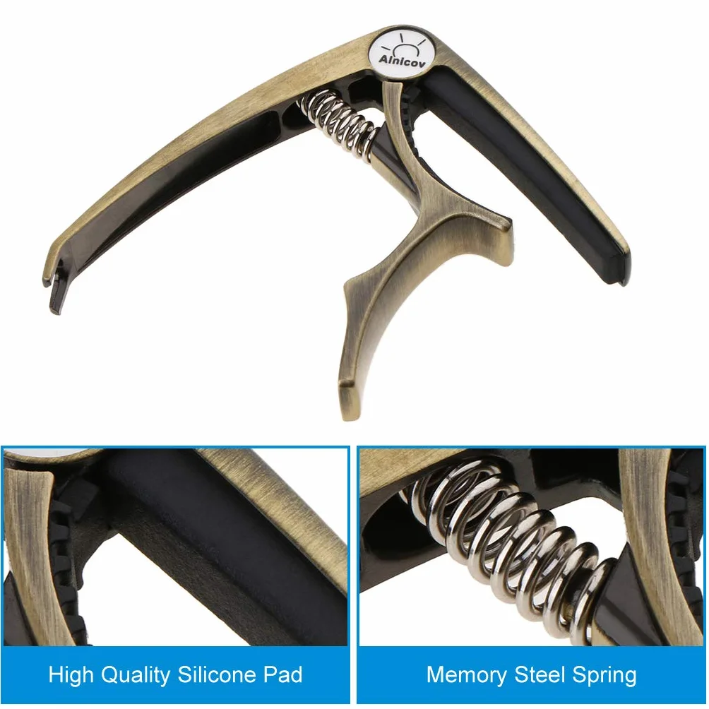 Non-brand kapodaster kapodaster gitara Kapo Capo Tune Clamp Key Trigger Puller do paznokci do gitary/basu/ukulele/banjo - brąz