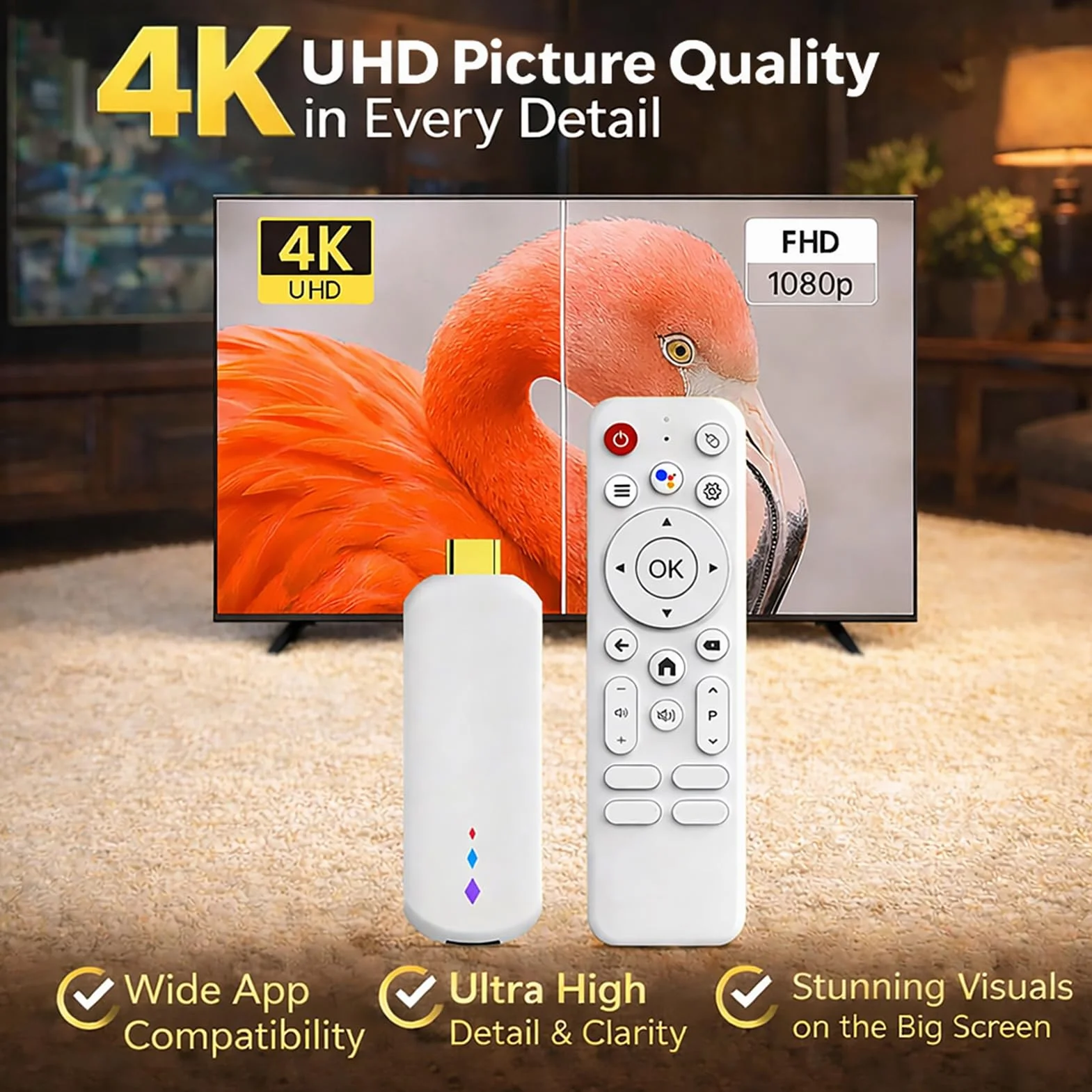 PUSOKEI TV Box Android 14.0, Smart TV Box ze Zdalnym Dostępem Głosowym, 2 GB RAM 16 GB ROM, 2,4G/5G WiFi, Dostęp do Wszystkich Stron Internetowych z Filmami, Urządzenie do Strumie