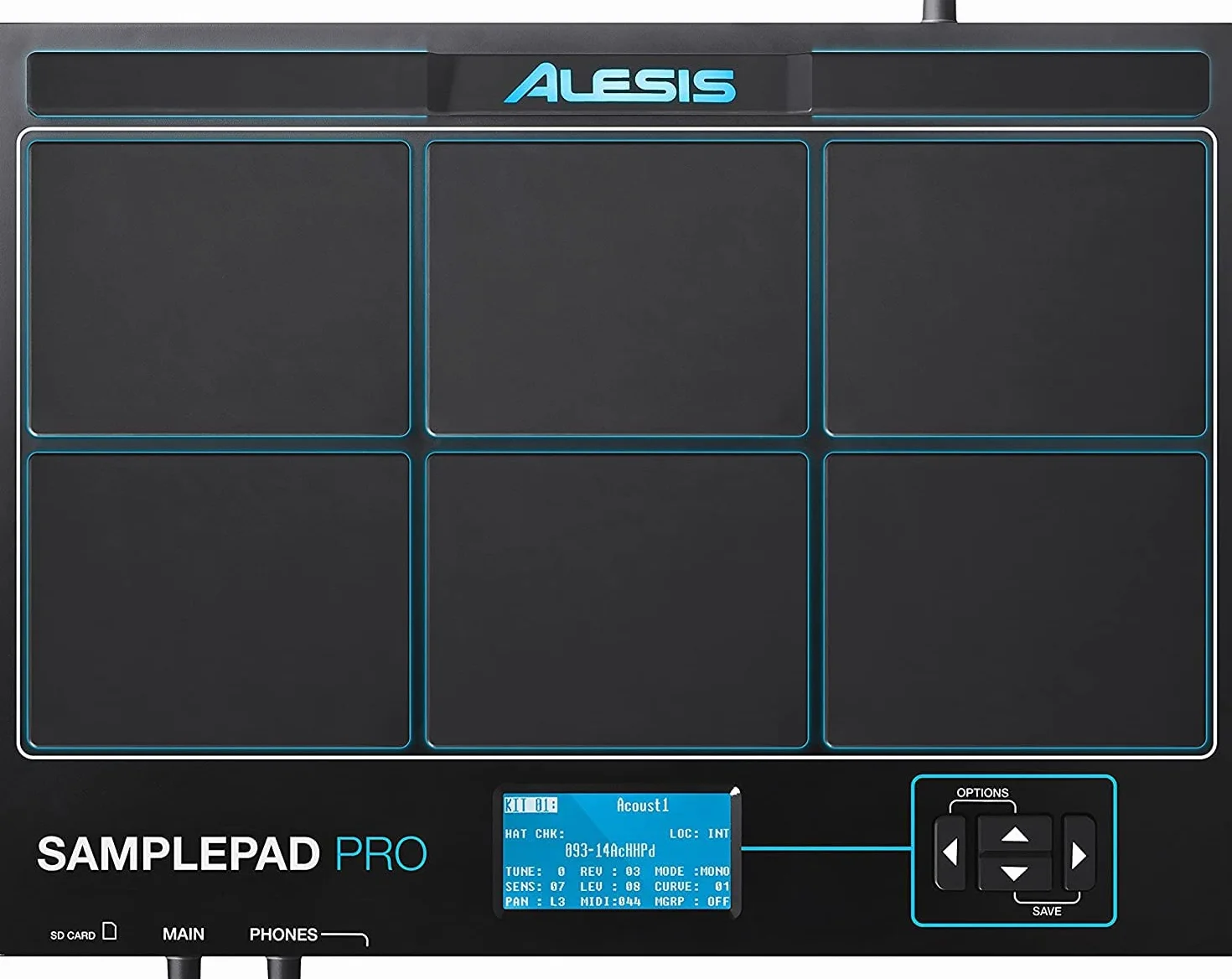 Alesis SamplePad Pro – instrument perkusyjny i sample z 8 szybkimi 2-strefowymi padami, oświetleniem LED i ponad 200 wbudowanymi dźwiękami