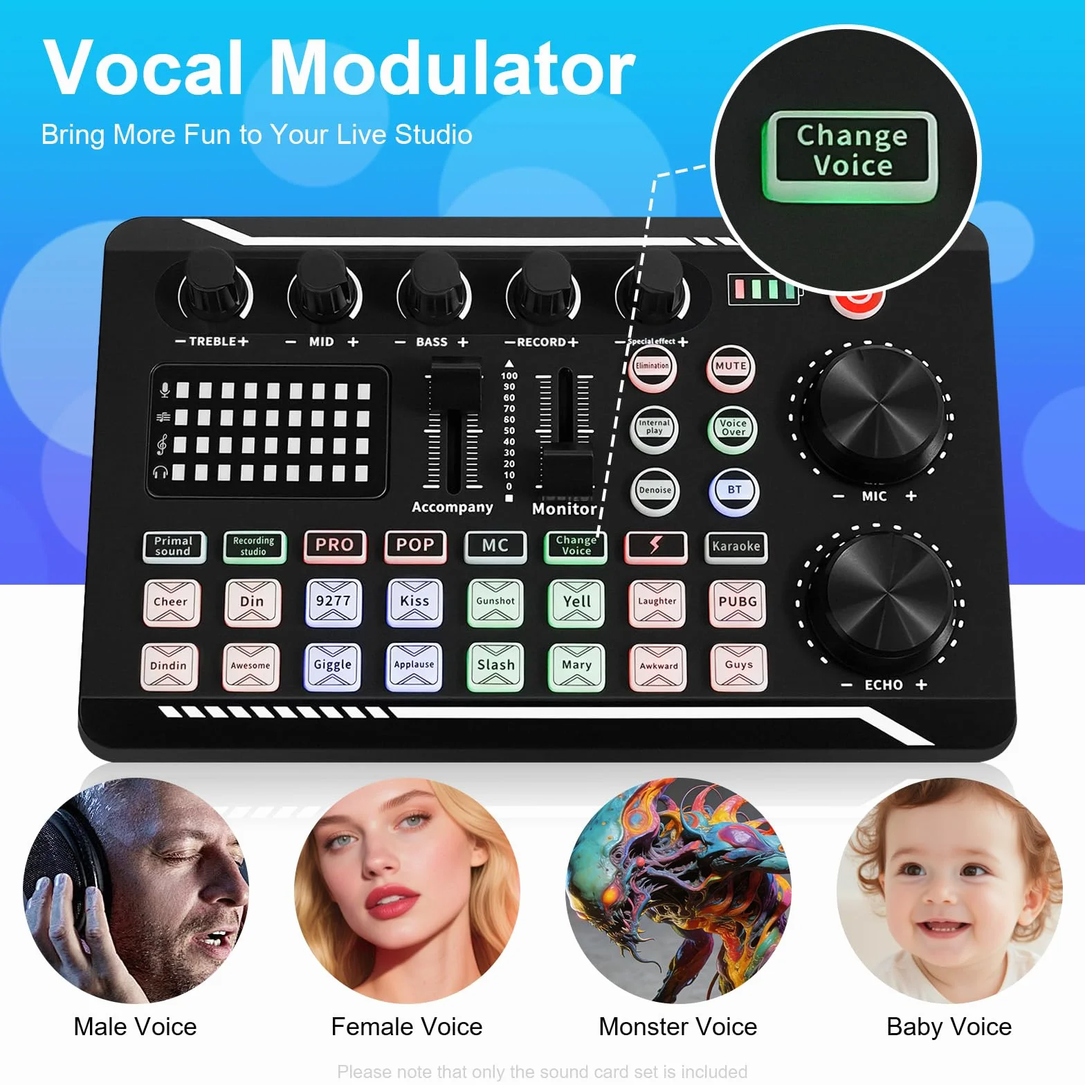Soundboard Live Sound Card Interfejs audio mikser strumieniowy z efektami dźwiękowymi Bluetooth zmieniacz głosu, karta dźwiękowa do nagrywania podcastów, streaming na żywo, YouTube, PC, smartfon