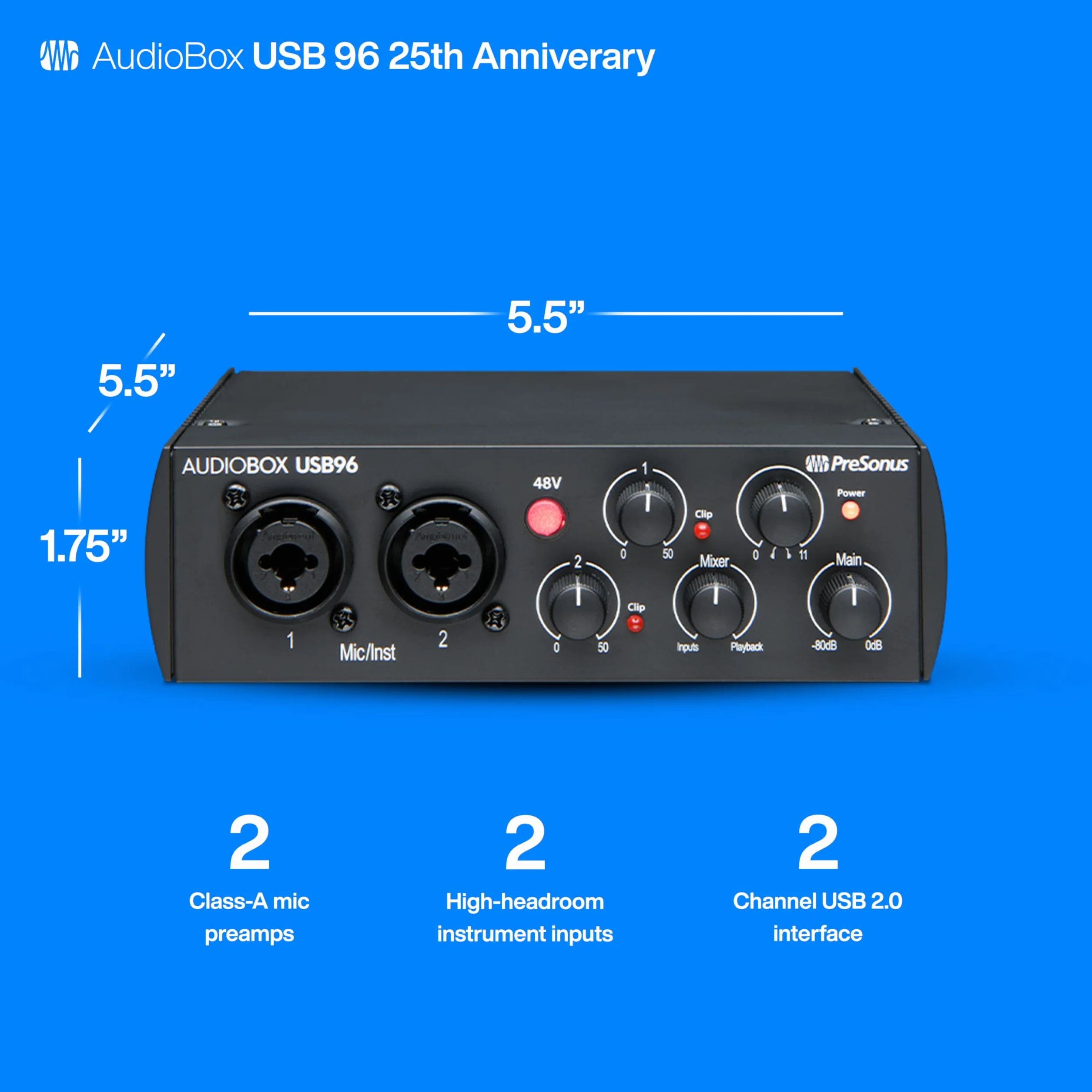 Presonus AUDIOBOX 96K 25TH Interfejs Audio 24-bit 96 kHz Czarny