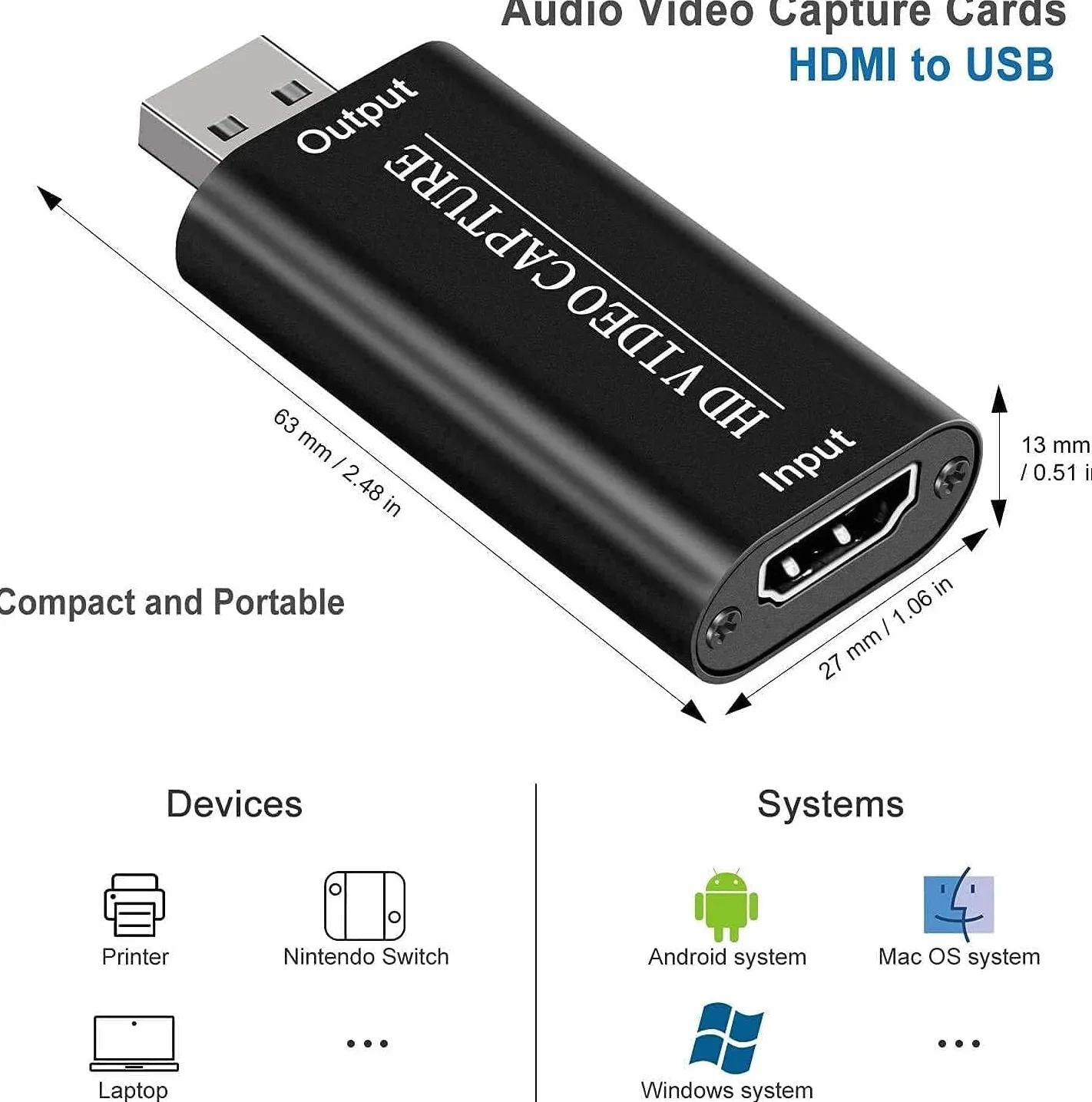 DIGITNOW Chwytak kart USB do przechwytywania audio do kaset winylowych na cyfrowy konwerter MP3, obsługa Mac i Windows 10/8.1/8 / 7 / Vista/XP