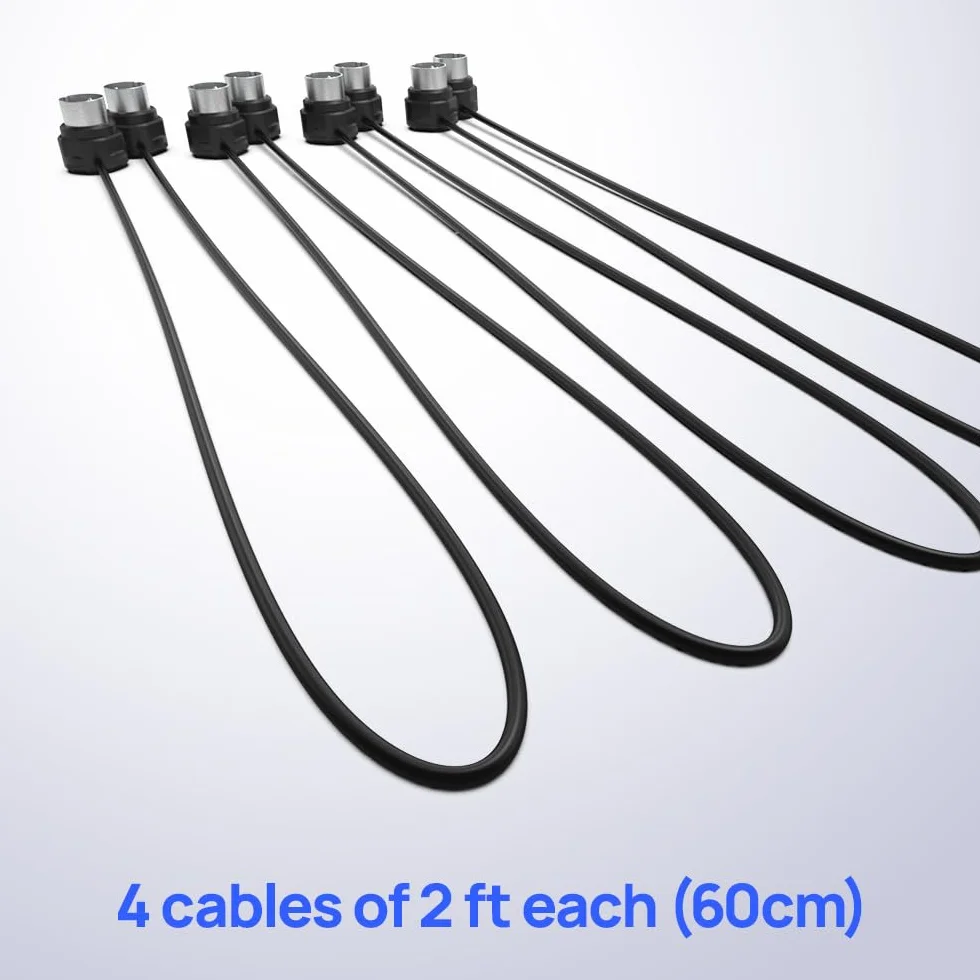 CME MIDI Cable 4-Pack – 60 cm, 5-Pin DIN, Niskoprofilowy – Ultra-Cienkie Wtyki Kątowe 45° w Układzie Lustrzanym do Kompaktowych Przestrzeni – Idealny do Interfejsów MIDI, Pedalboardów i Keyboardów