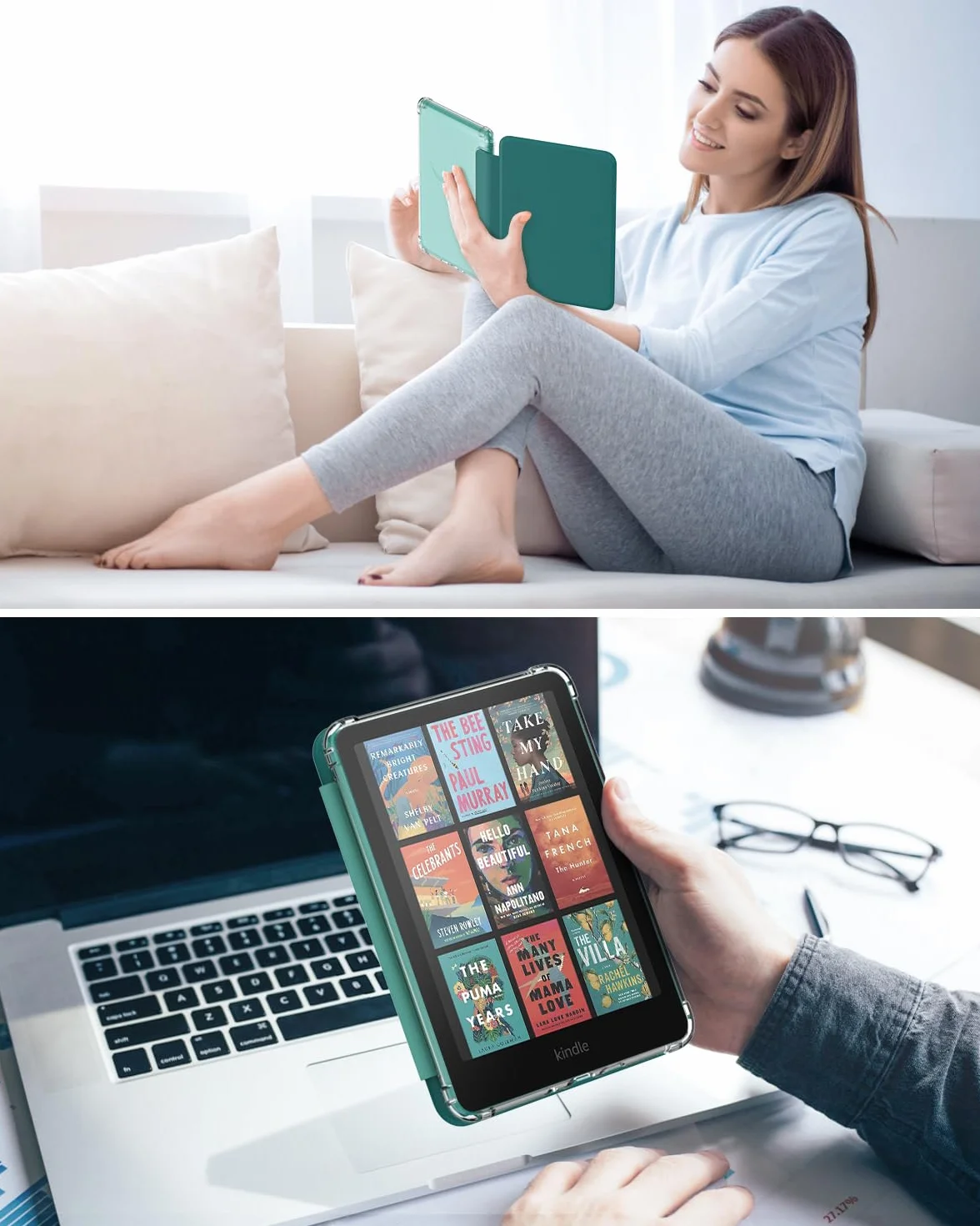 MoKo Case for All-new 7" Kindle Paperwhite 12th Gen 2024& Colorsoft 2024/2025, Ultra Clear Soft Flexible Transparent TPU Back Cover Light Shell with Auto Wake/Sleep, Not fit Kob & BOOX, Jade Green