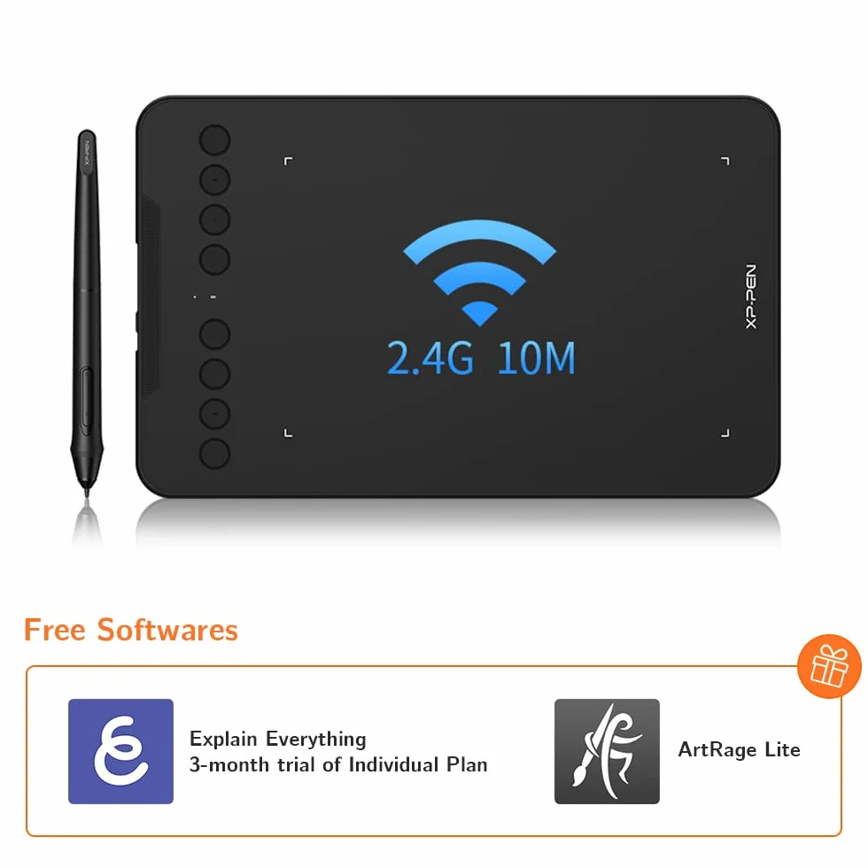 XPPen Deco Mini tablet graficzny 7 W, 2,4 G, bezprzewodowy tablet do rysowania, z nachyleniem 60°, kompatybilny z systemem Android/Windows/Mac/Chromebook