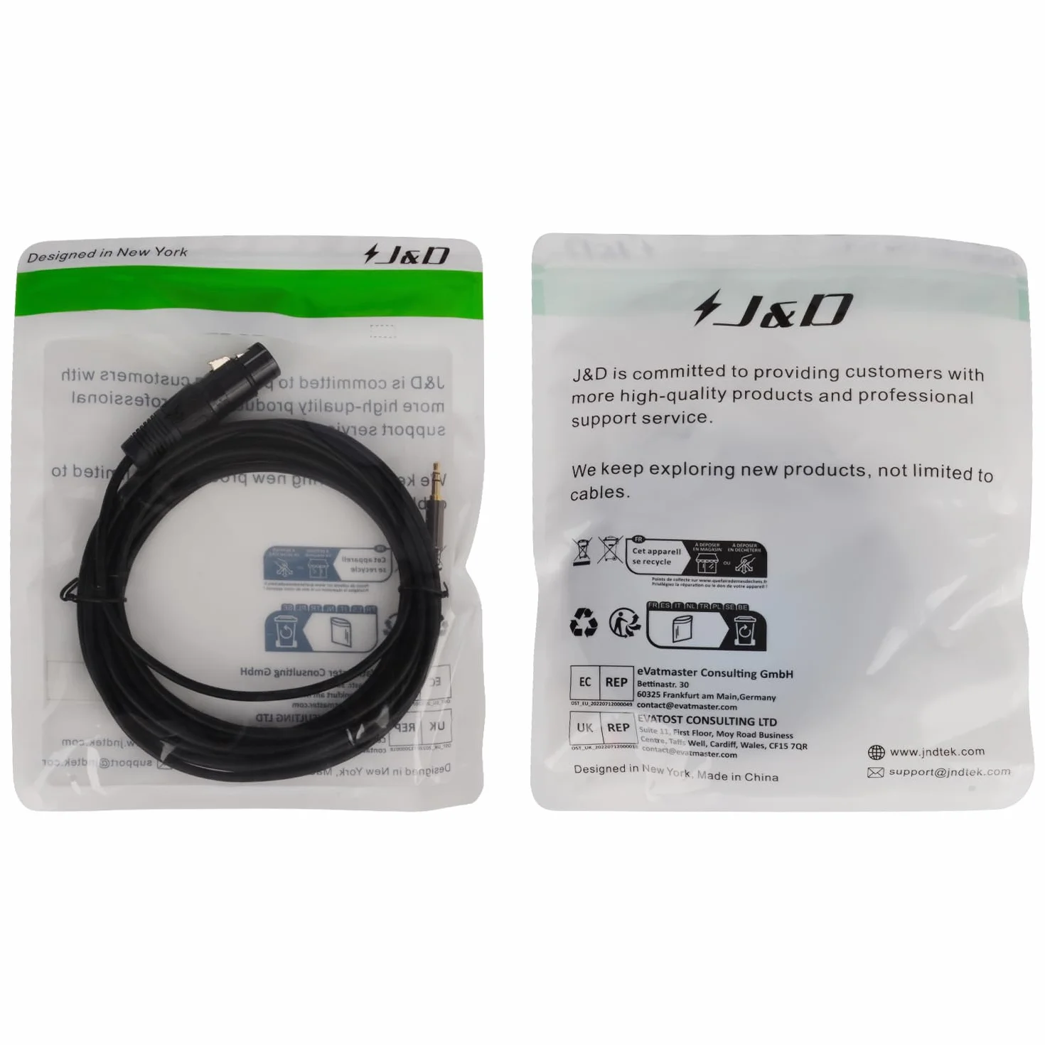 J&D Kabel mikrofonowy XLR na 3,5 mm, pozłacany, wytrzymały XLR żeński na 1/8 cala TRS męski zbalansowany adapter do lustrzanki cyfrowej, kamer, komputerowej karty dźwiękowej, 4,5 m