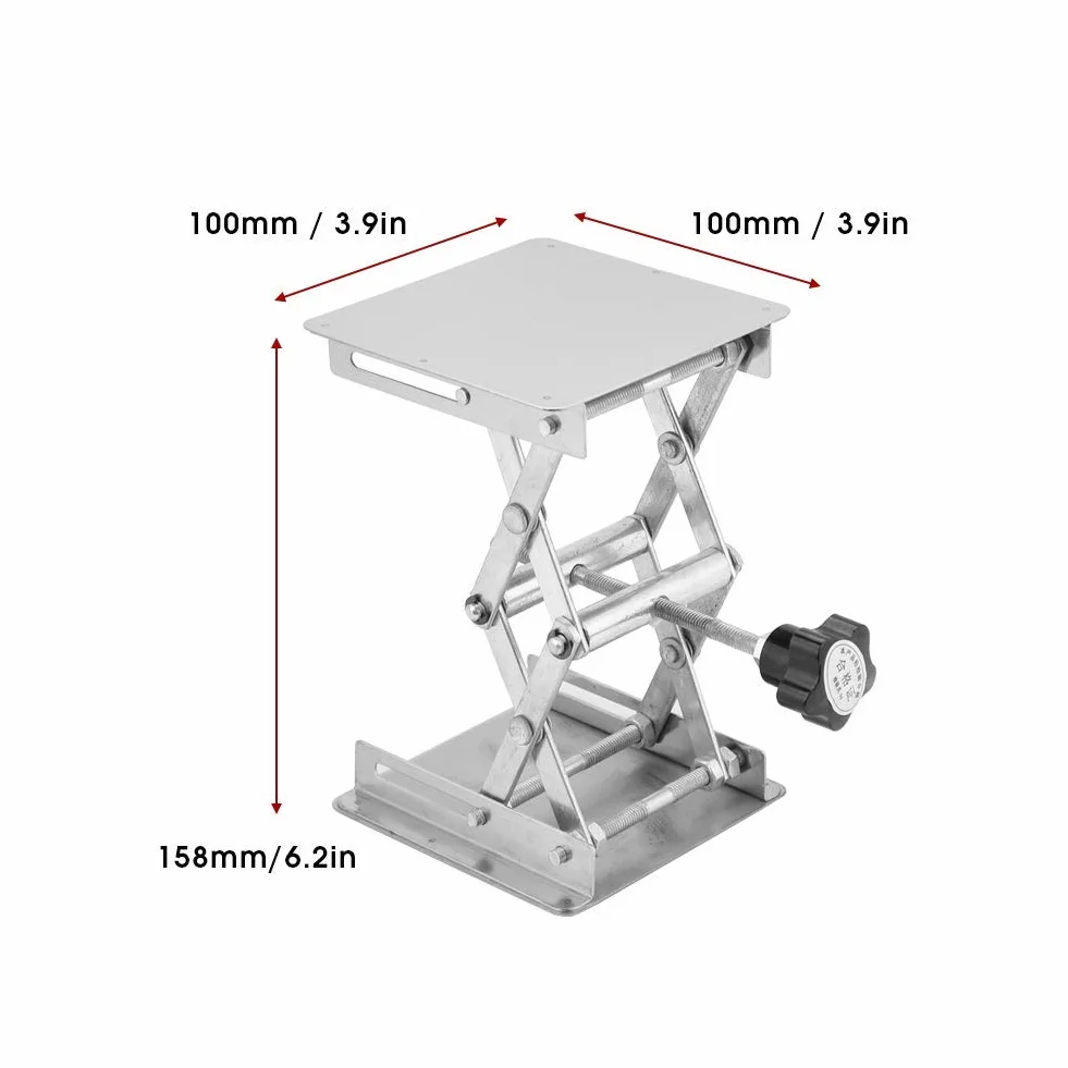 Platforma podnosząca ze stali nierdzewnej laboratoryjny stojak na stół podnoszący nożyce 100 x 100 mm / 3,9 x 3,9 cala