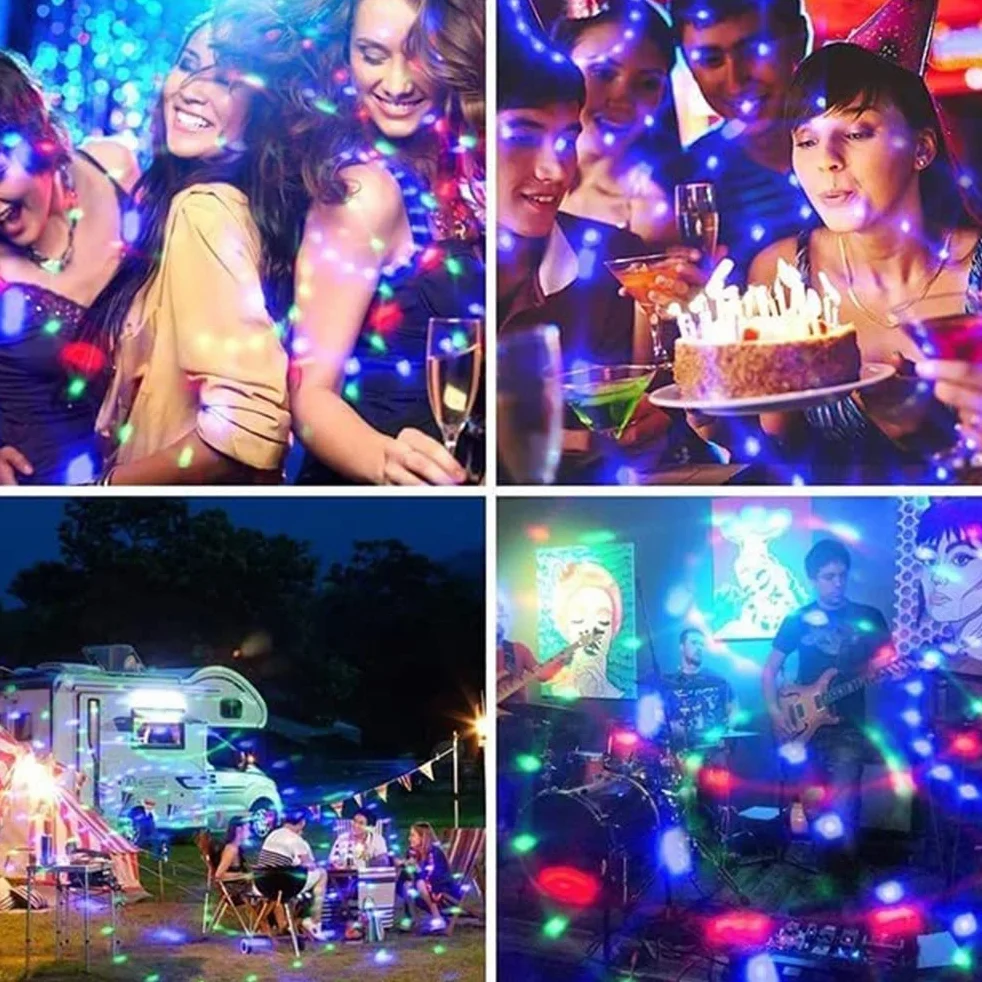Kolorowa obrotowa kula, kryształowe światło DJ RGB, stroboskopowa kula LED RGB disco, imprezowa, obrotowa żarówka z wtyczką 85-265 V (wtyczka UE)