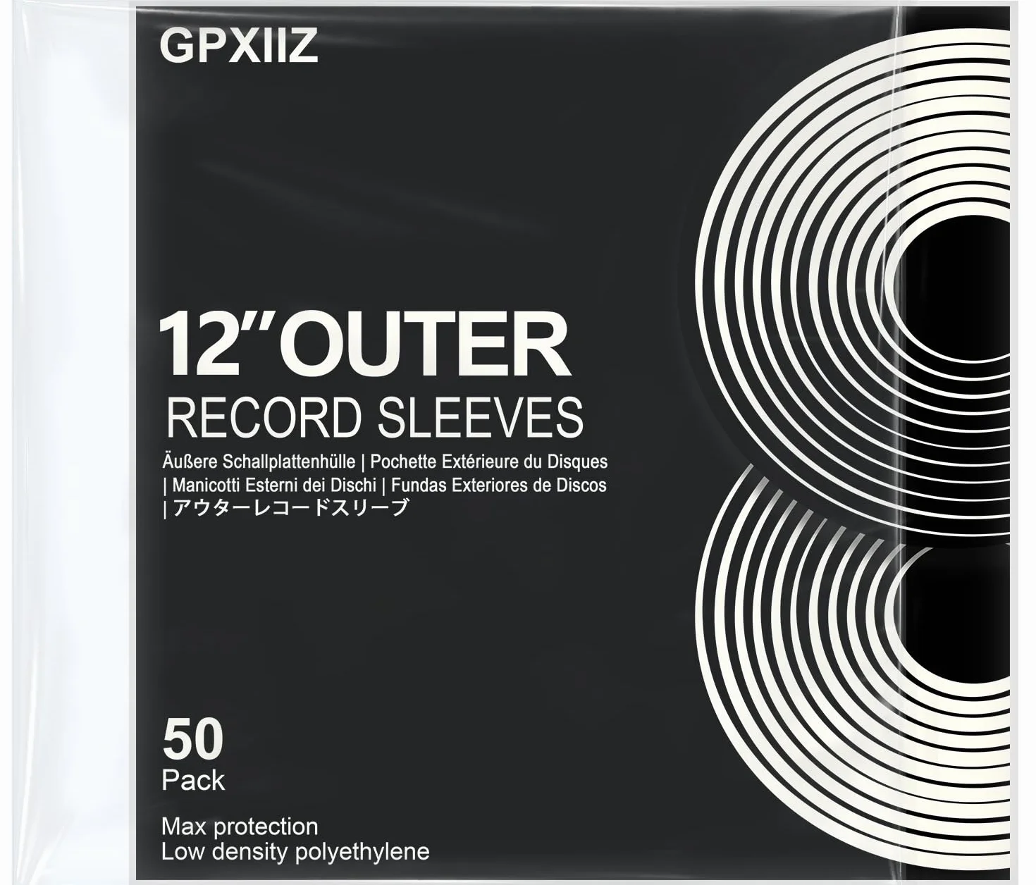 50x Pogrubione Zewnętrzne Rękawy Winylowe 12 Cala | Bez Rozdarć na Krawędziach | Polietylen 100 Mikronów | Odporny na Promieniowanie UV | Przezroczyste Vinyl Record Sleeves | Pasują do 1-3 LPs