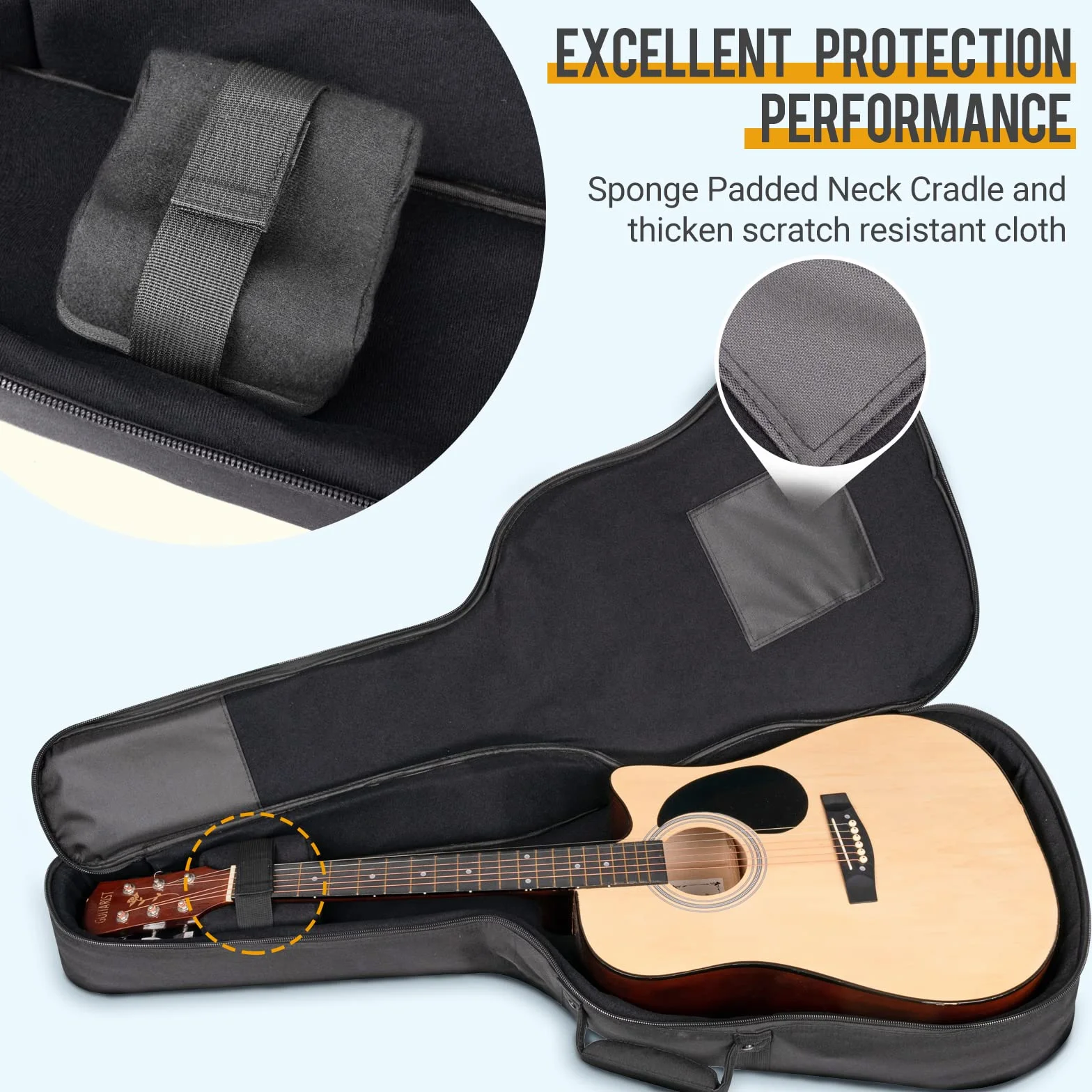 CAHAYA Torba na gitarę Gig Bag wyściełana torba 18 mm wodoszczelna torba na gitarę, czarny, No