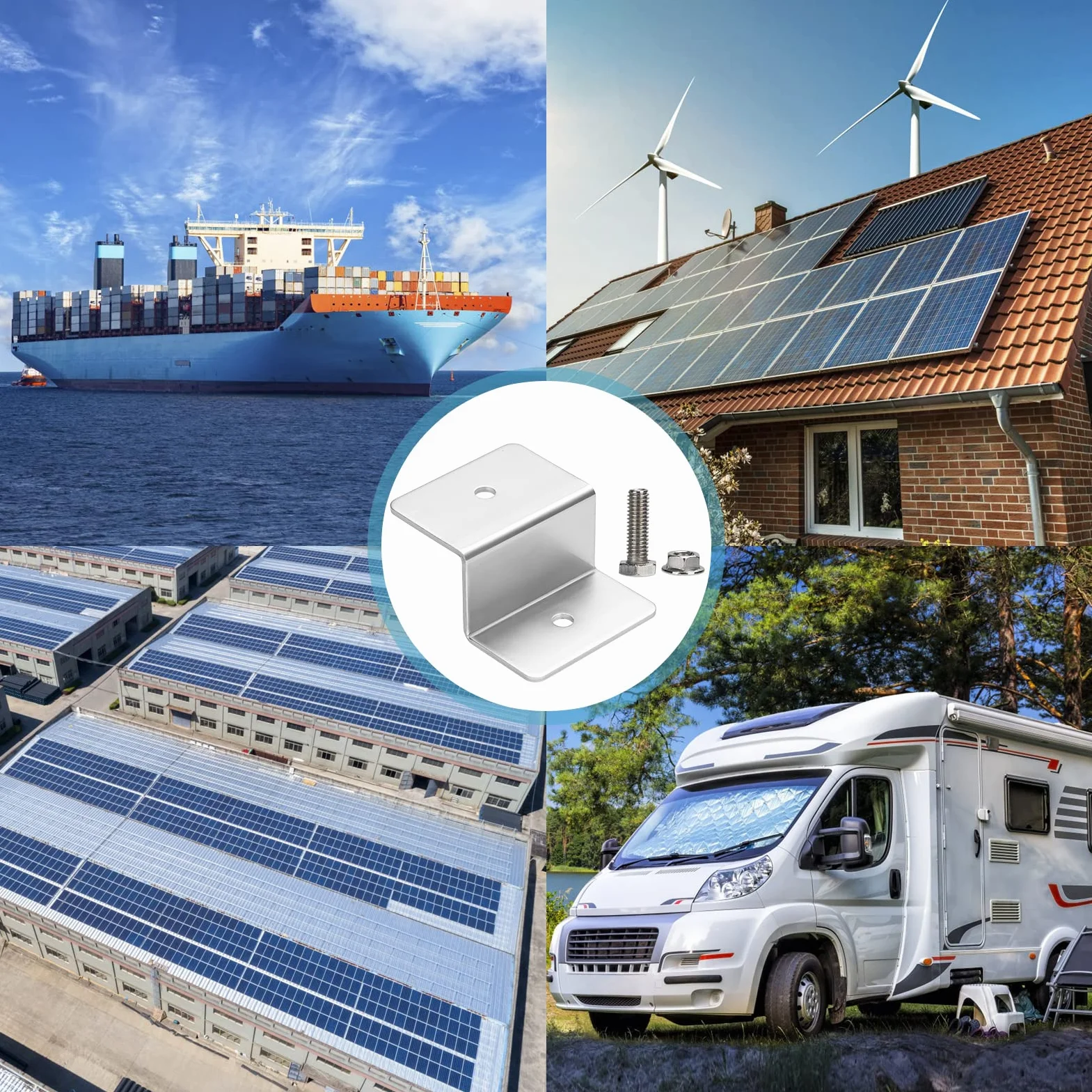 Moduł solarny, uchwyt, panel słoneczny, mocowanie do modułów solarnych, zestaw montażowy ze stopu aluminium, na balkon, do przyczepy kempingowej, łodzi, dachów, 4 sztuki