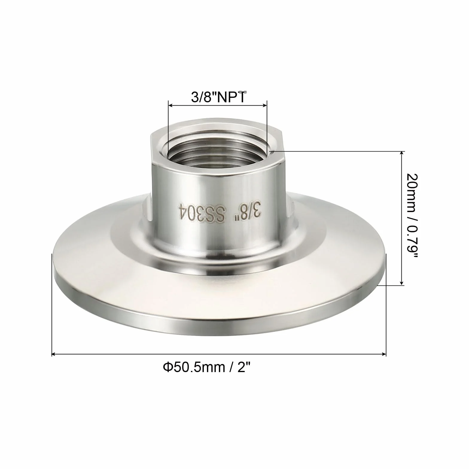 PATIKIL Adapter 1,5 cala TC Tri Clamp, złączki Tri-Clover do NPT 3/8" adapter z gwintem żeńskim 304 stal nierdzewna 304 do zastosowań mlecznych