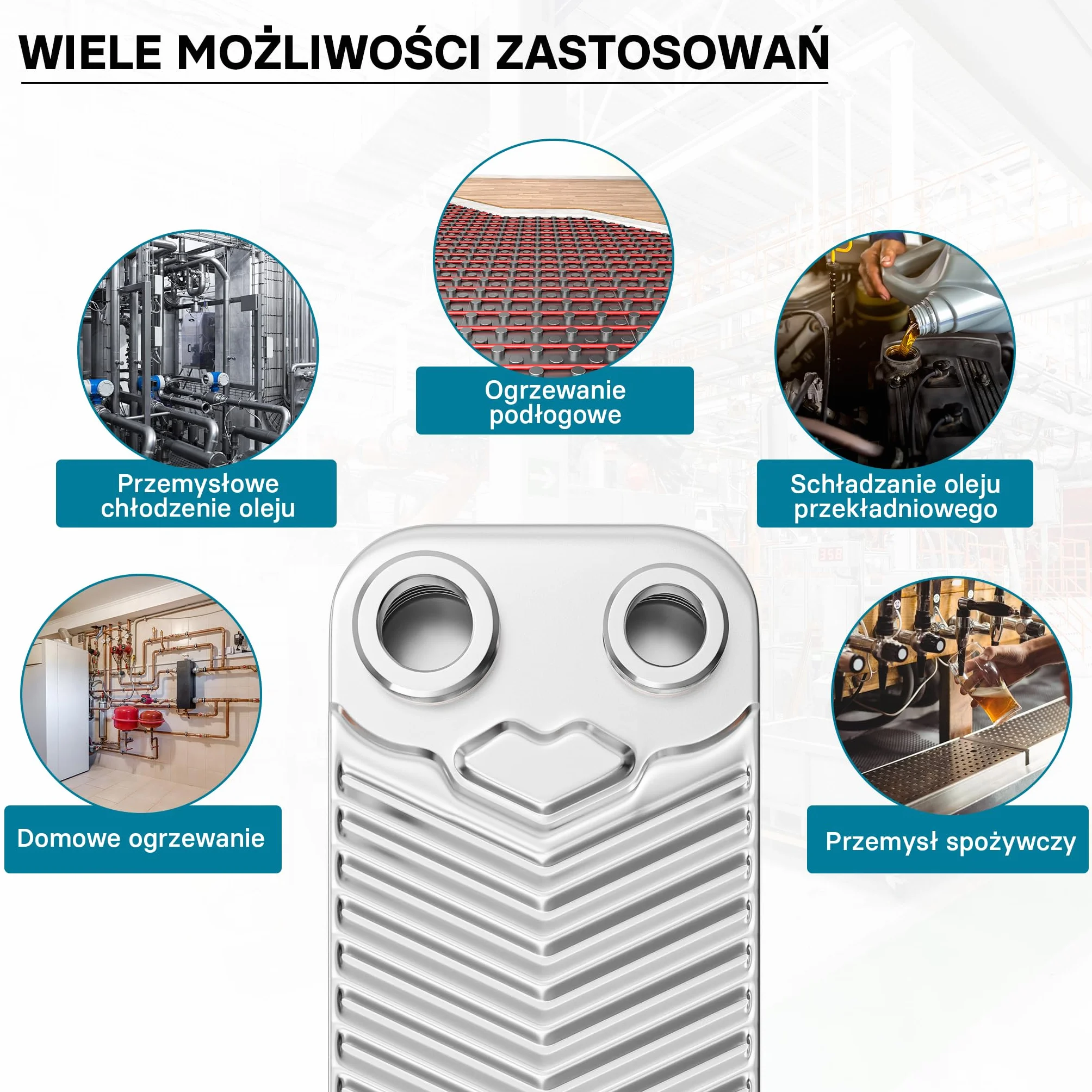 Wiltec Wymiennik płytowy 20 płyt, maks. 44 kW, maks. przepływ 4 m³/h, objętość 0,36 l, ze stali nierdzewnej do przekazywanie ciepła