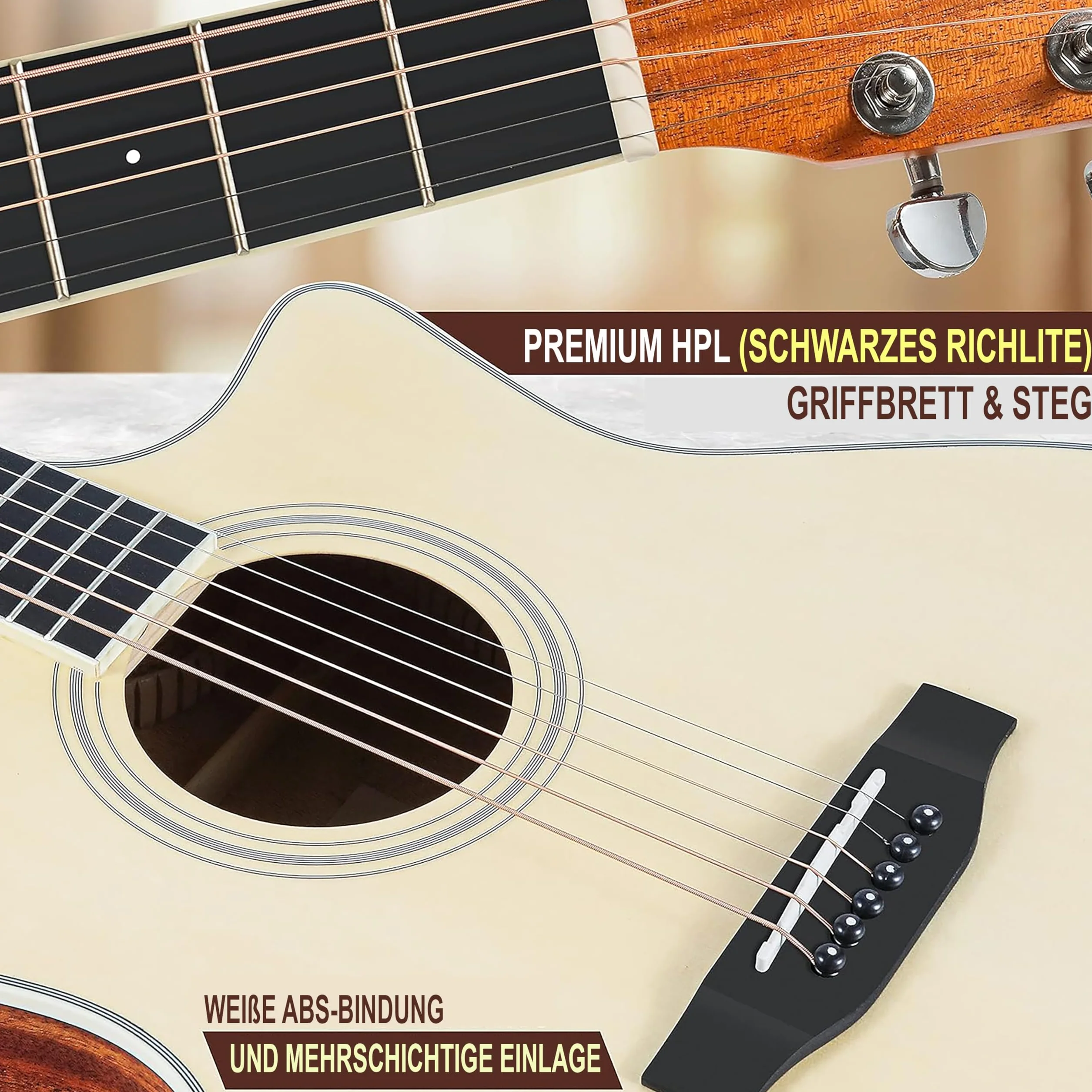 Pyle Premium elektryczna gitara akustyczna, świerk górny i boki z drewna mahoniowego, pełnowymiarowe wycięcie na dreadnought, stalowe struny, ulepszony pokrowiec, 4-pasmowy EQ wielokrotnego ładowania,