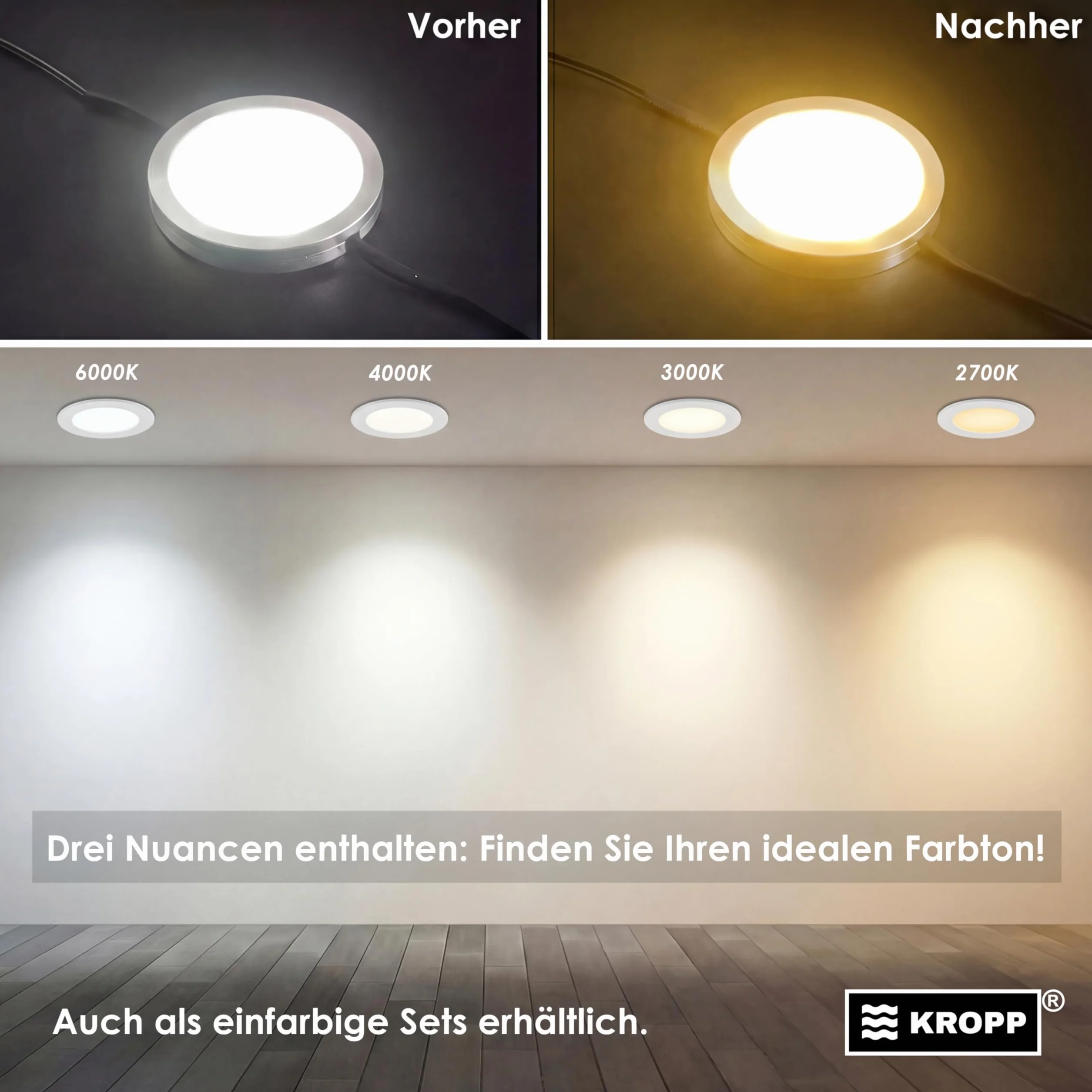 Kolorowe folie samoprzylepne KROPP do lamp LED, 5 CM cięcie, 3 tony ciepły biały filtr barwny do korekcji kolorów, światło dzienne do światła żarowego, zestawy filtrów po 9 sztuk (⌀ 50 mm)