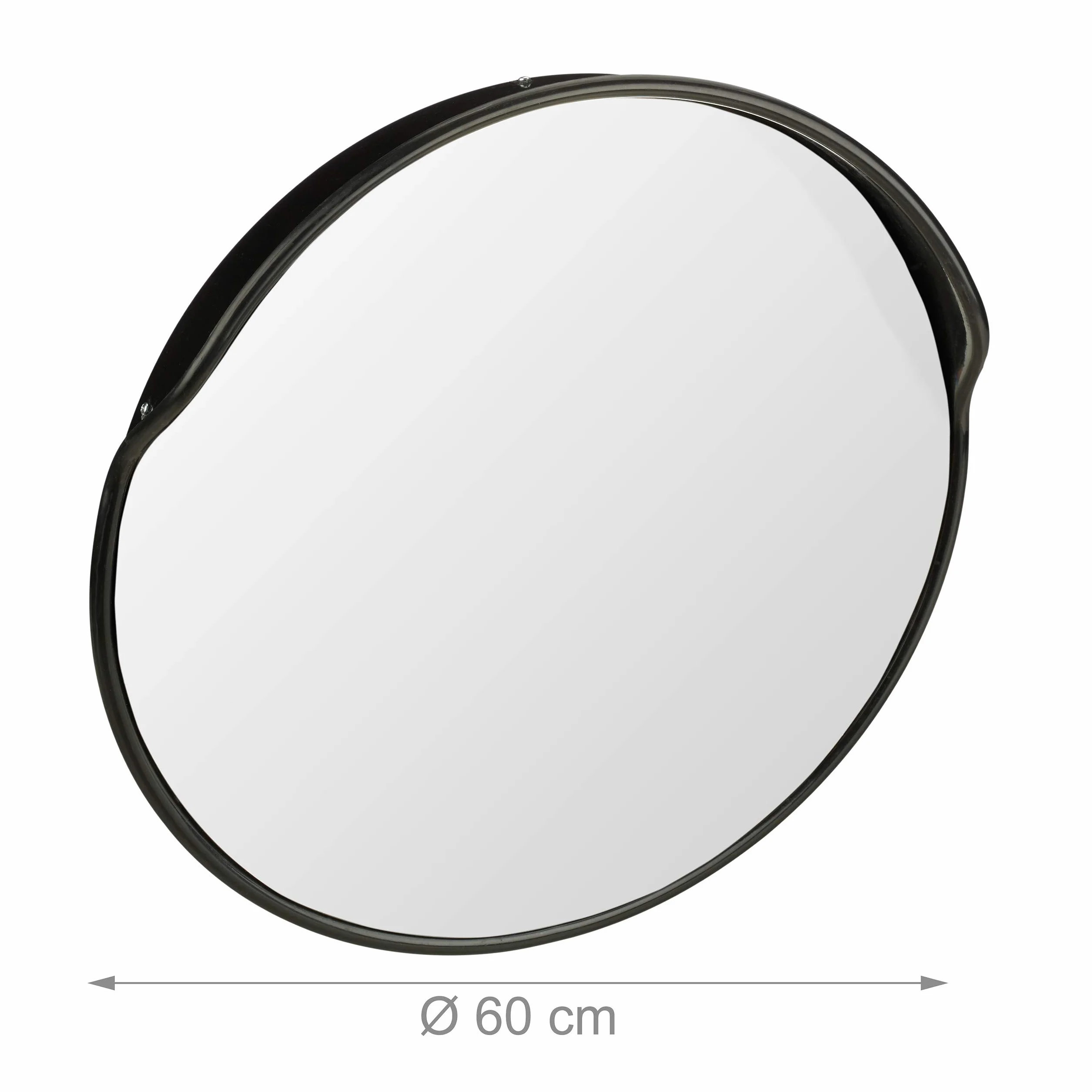 Relaxdays Lusterko drogowe, 60 cm, profesjonalne, odporne na warunki atmosferyczne, nietłukące, do wewnątrz i na zewnątrz, uchwyt w zestawie, czarne
