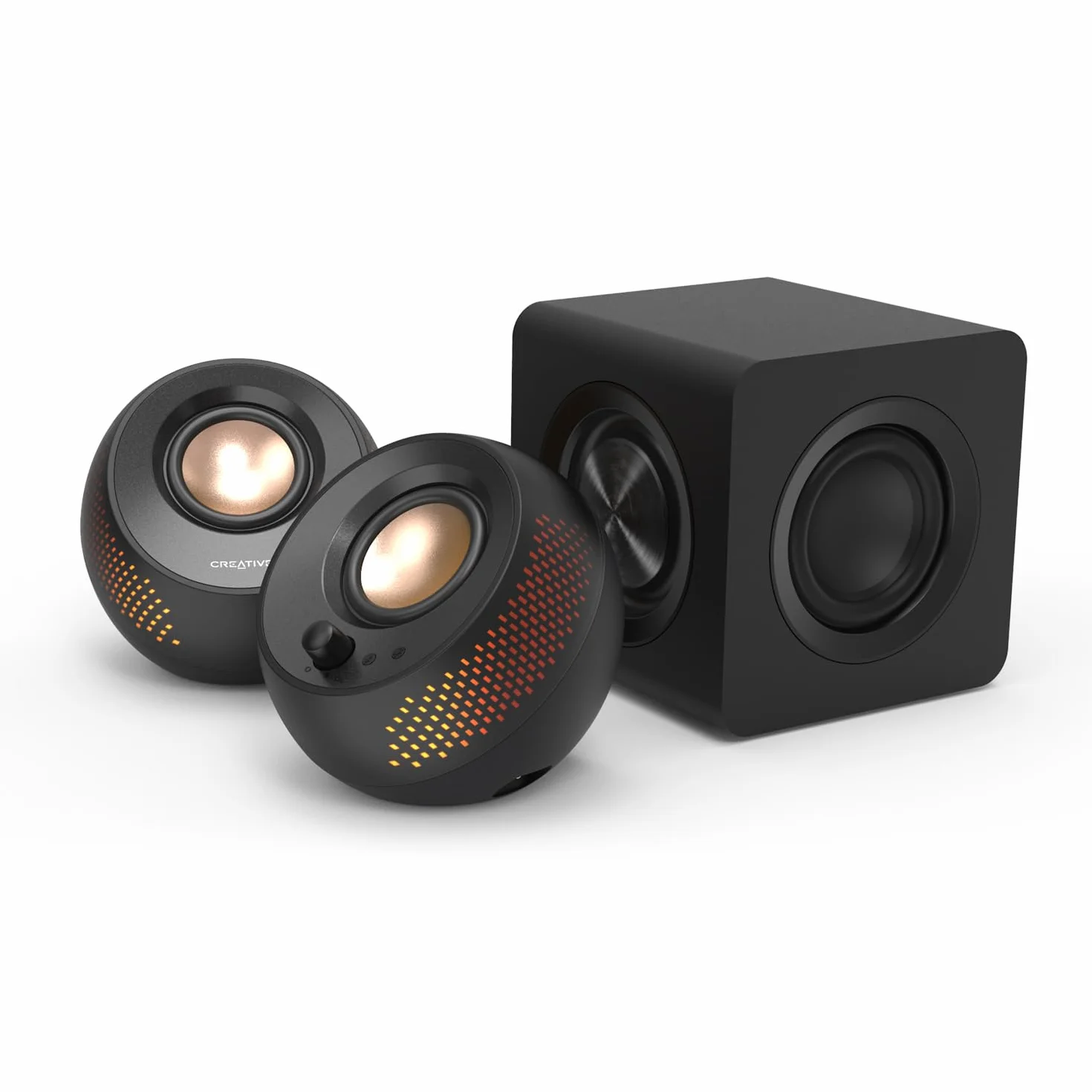 Creative Pebble X Plus – system głośników – do komputera – 2,1-kanałowy – bezprzewodowy – Bluetooth – 15 W (łącznie) – czarny (51MF0495AA000)