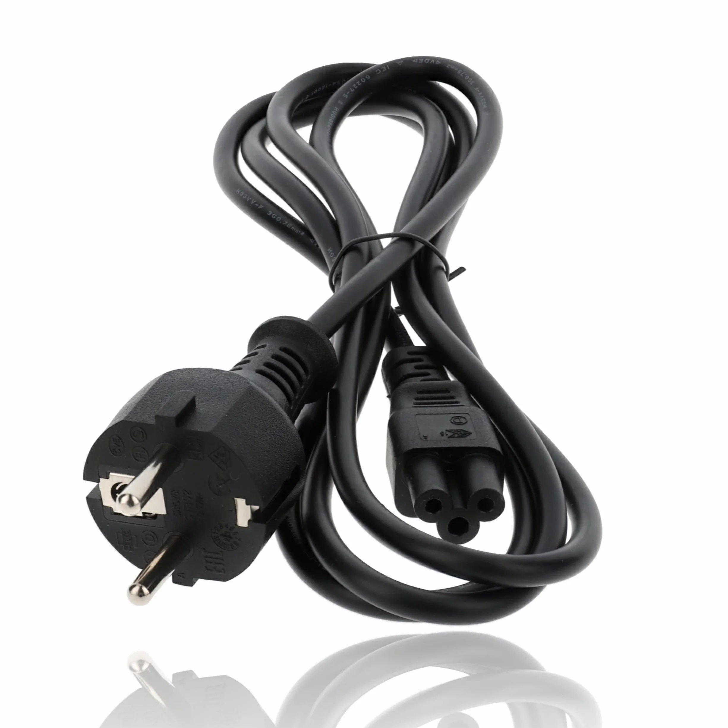 Kabel zasilający 3-biegunowy dla Dell, HP, Lenovo, Asus, Acer, Laptop, Ładowarka, TV, Drukarka, Projektor, Wyświetlacz ze stykiem ochronnym