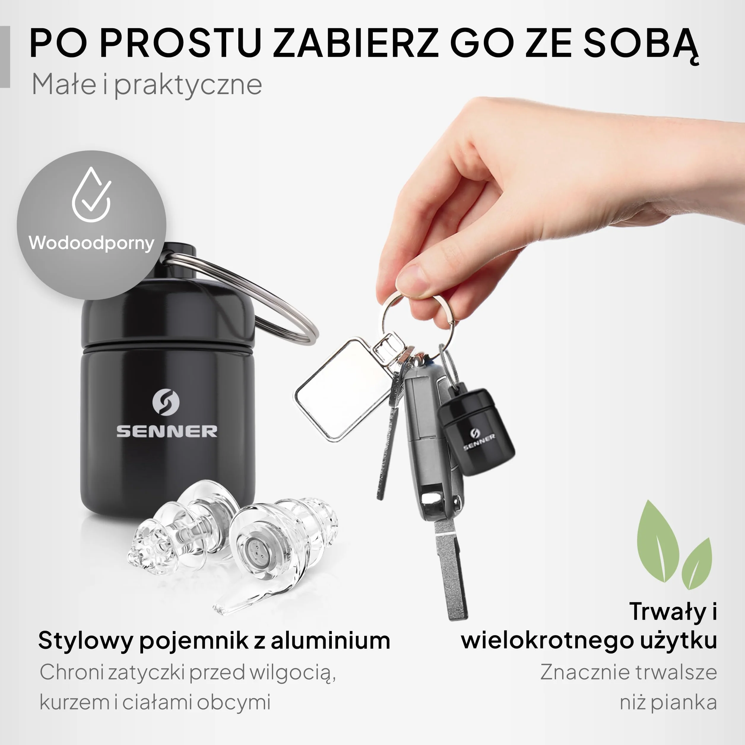 Senner PartyPro Koncertowe Zatyczki do Uszu na Festiwale, Koncerty, Imprezy i Dyskoteki - Z Aluminiowym Pojemnikiem, Przezroczyste, dla Muzyków