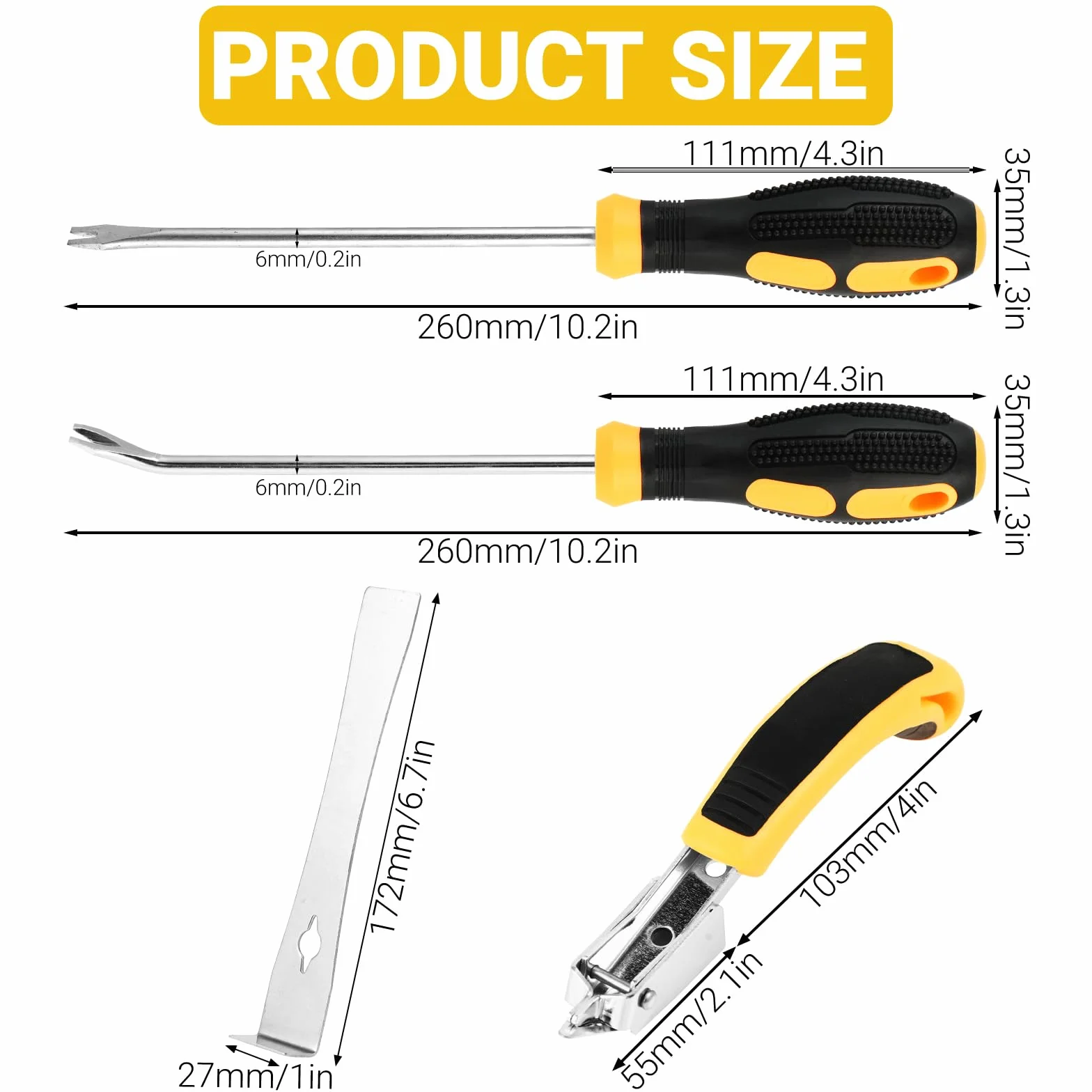 Zestaw 4 narzędzi do usuwania zszywek, narzędzie do usuwania gwoździ, narzędzie do tapicerki, idealne do DIY, do usuwania gwoździ z mebli, podłóg, drewnianych ścian, pudeł i dywanów