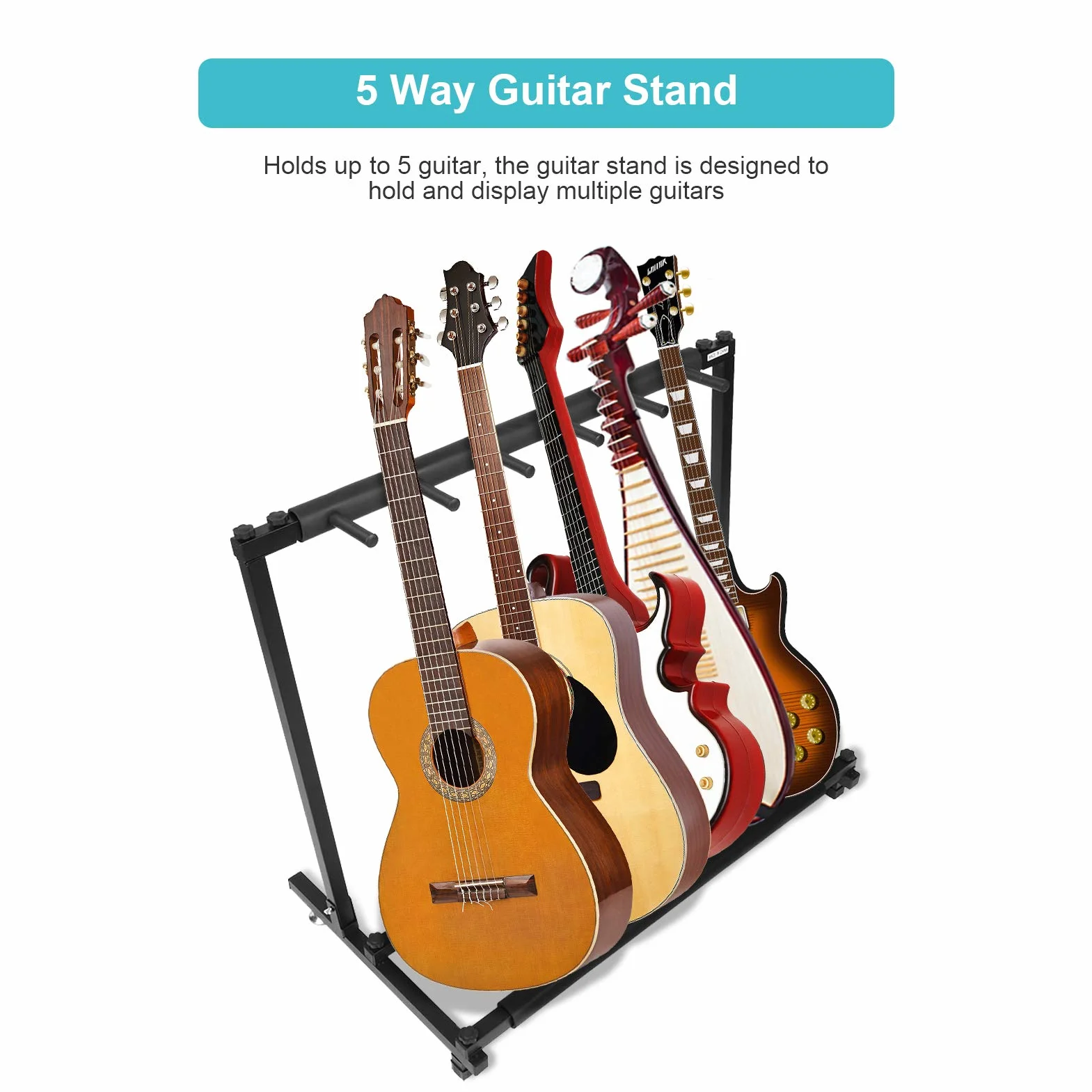 Stojak na gitary, 5-drożny uniwersalny stojak do przechowywania gitar organizacja stojak na gitarę z miękką gumową osłoną (5 sposobów)