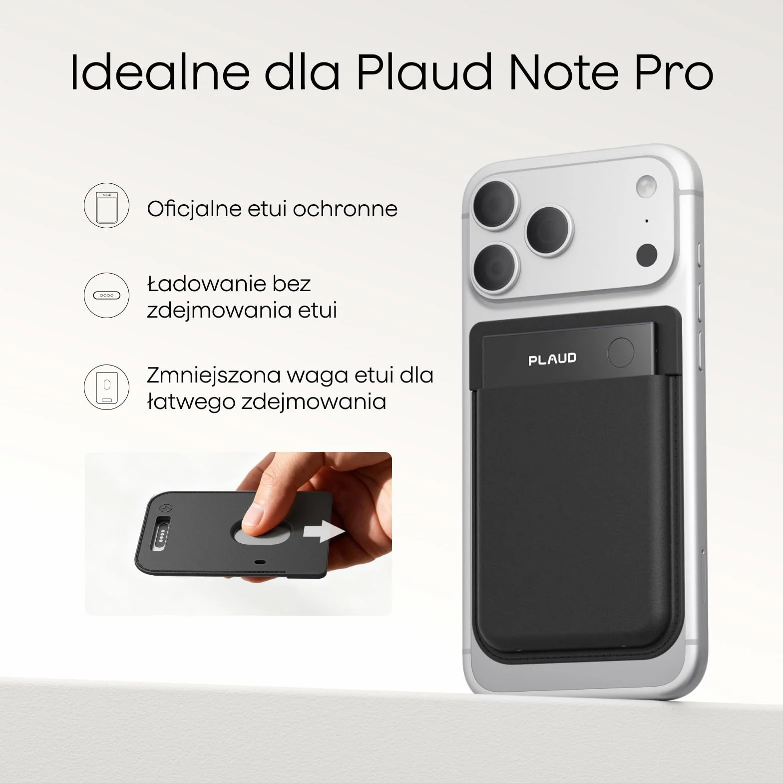 Plaud Note Pro etui ochronne magnetyczne kompatybilne z urządzeniem nagrywającym KI, czarny