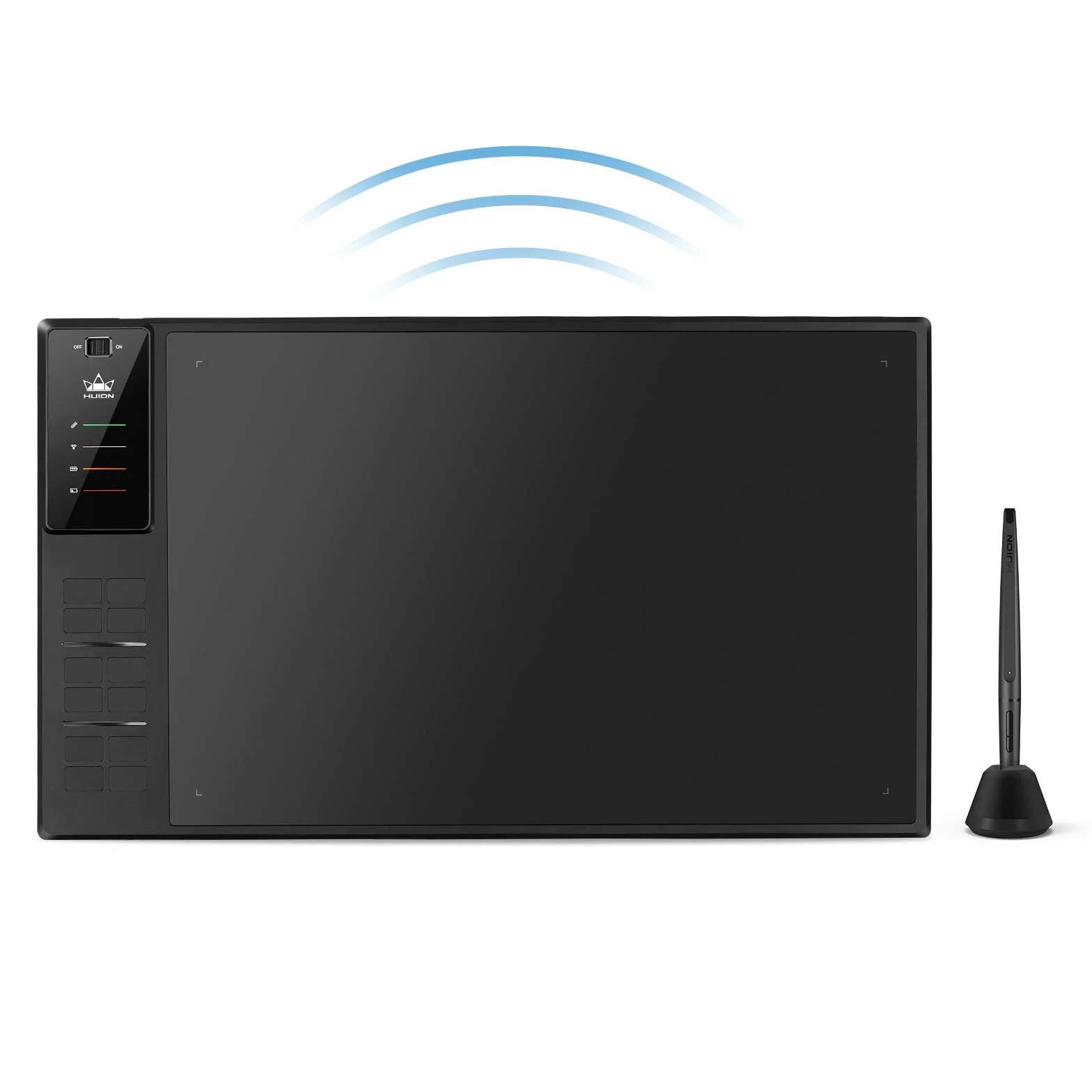 HUION WH1409 Bezprzewodowy tablet graficzny, 350 x 220 mm, profesjonalny tablet z rysikiem bezbateryjnym, 12 przycisków ekspresowych, 8192 poziomy i 5080 LPI, tablet graficzny do domowego biura i nauki elektronicznej