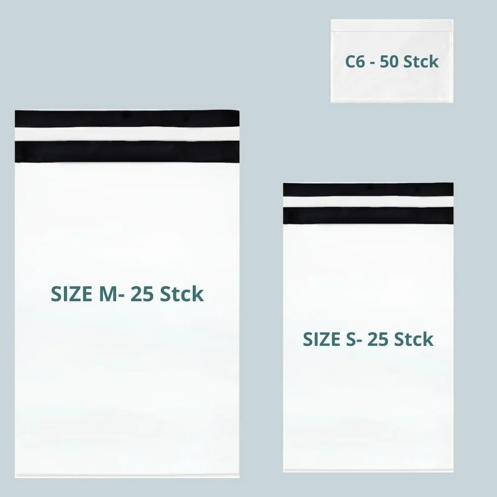 RAGO® Plastikowe torebki wysyłkowe, S-25 sztuk, M-25 sztuk, 50 sztuk, torebki wysyłkowe, samoprzylepne i nieprzejrzyste, plastikowe torebki zamykane