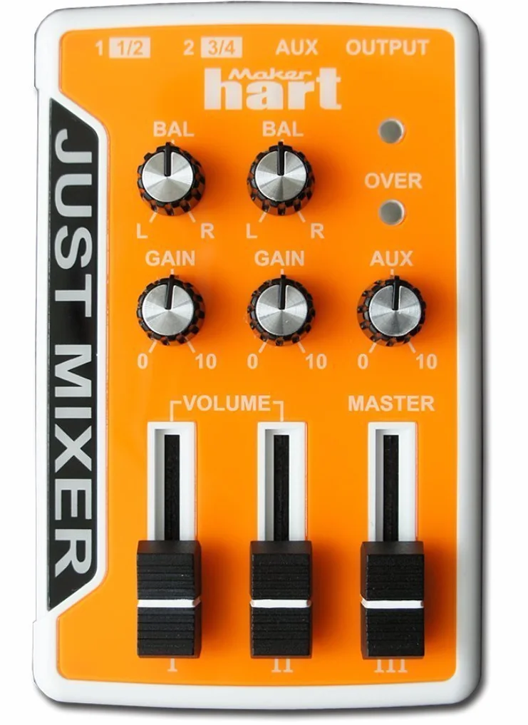 JUST MIXER Mikser audio DJ przenośny kieszonkowy 3 kanały stereo 3,5 mm zasilany baterią USB