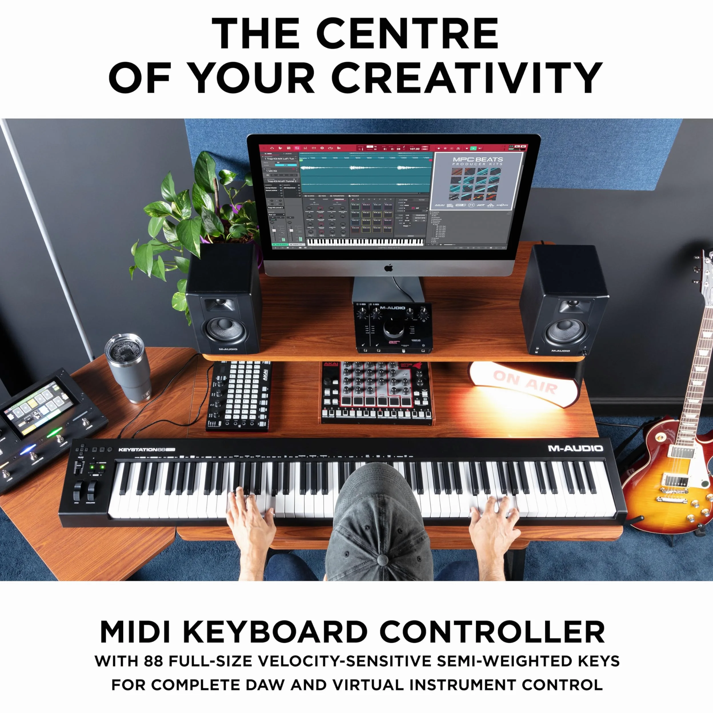 M-AUDIO Keystation 88 MK3 - kontroler MIDI z 88 klawiszami półważonymi do sterowania wirtualnymi syntezatorami i parametrami DAW-ów