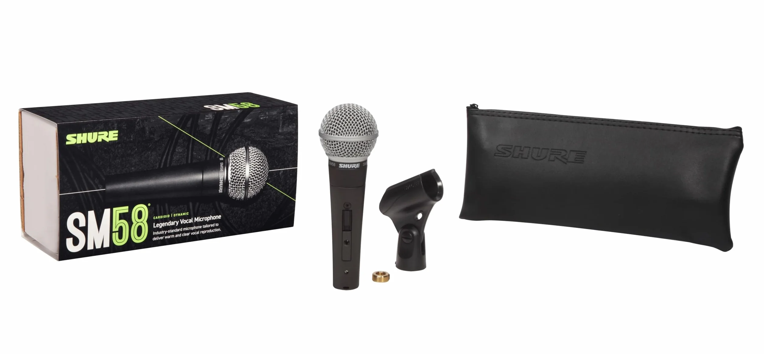 Shure SM58SE Dynamiczny mikrofon wokalny z przełącznikiem ON/OFF, wbudowany filtr pop, klips A25D, torba, złącze XLR