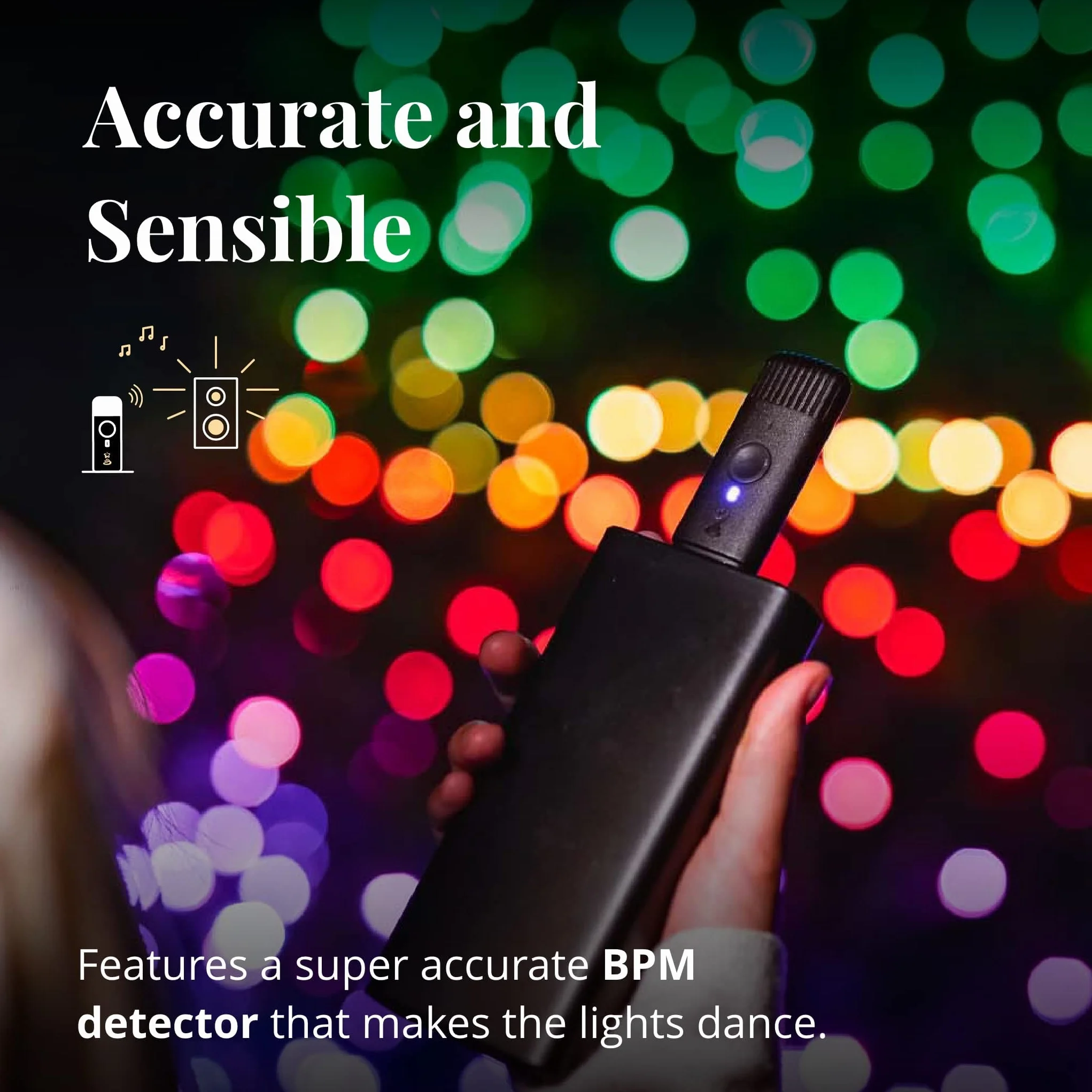 Twinkly Music - czujnik dźwięku do synchronizacji z muzyką Twinkly Smart LED Lights - zasilany przez Bluetooth i Wi-Fi USB