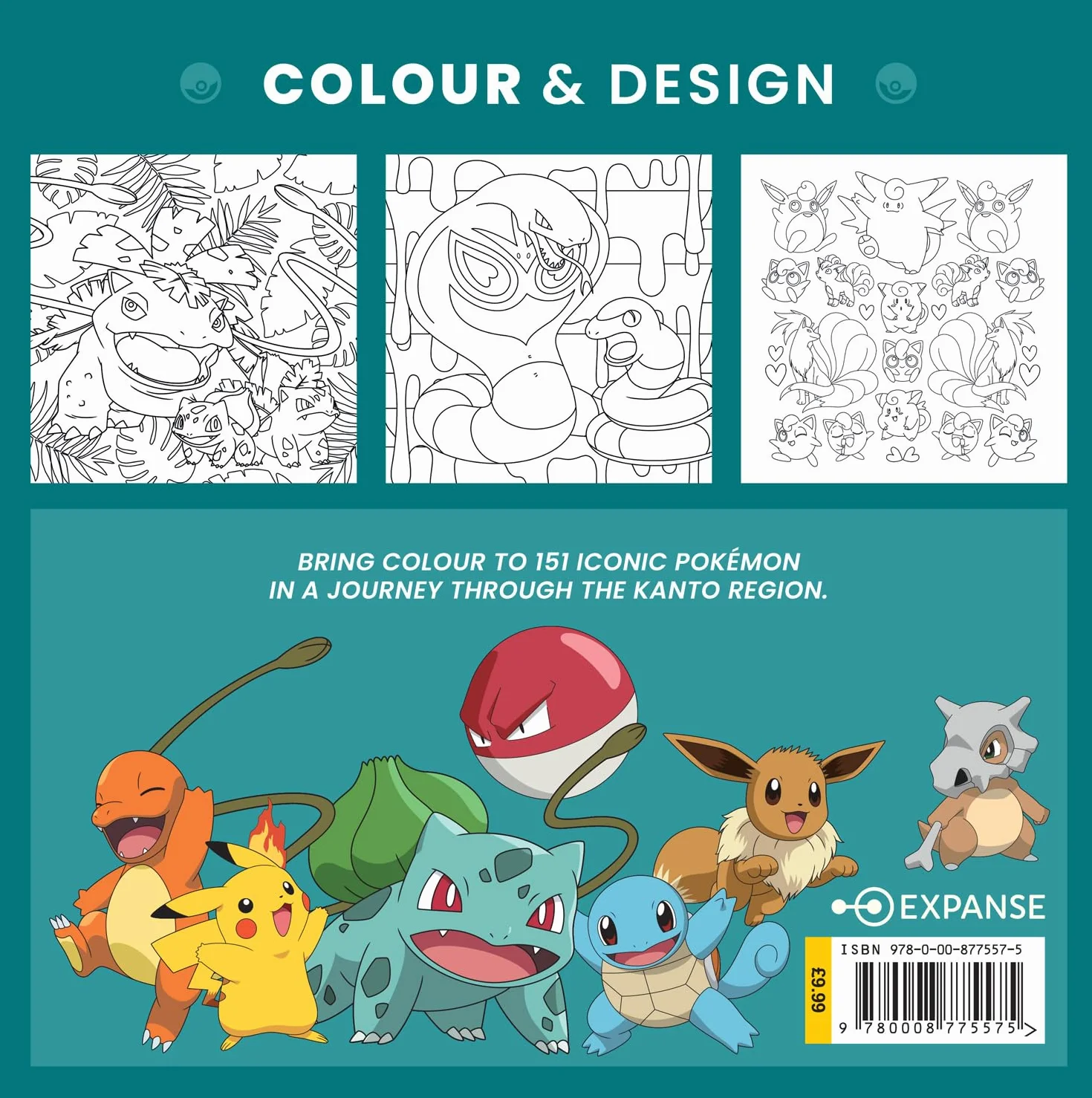 Pokémon Colour and Design: the official Pokémon colouring book for fans of the original game, relaxing and satifying. NEW for 2026!